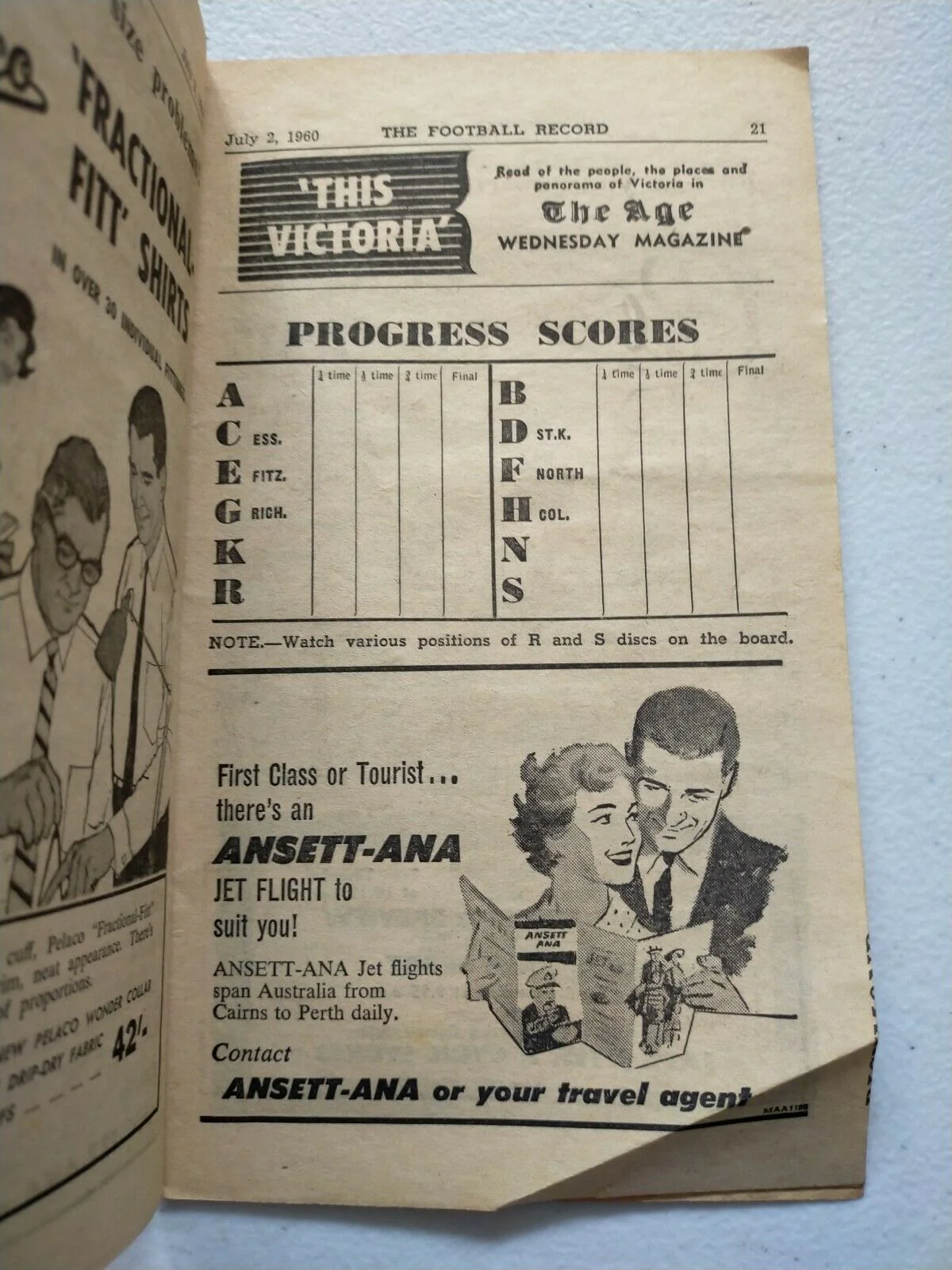 VFL 1960 July 2 Football Record Richmond v Collingwood - Image 3