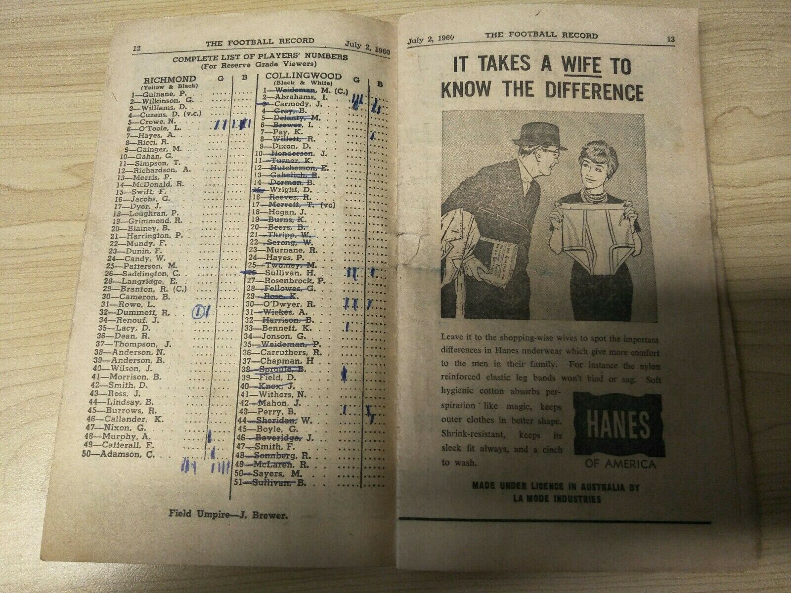 VFL 1960 July 2 Football Record Richmond v Collingwood - Image 4