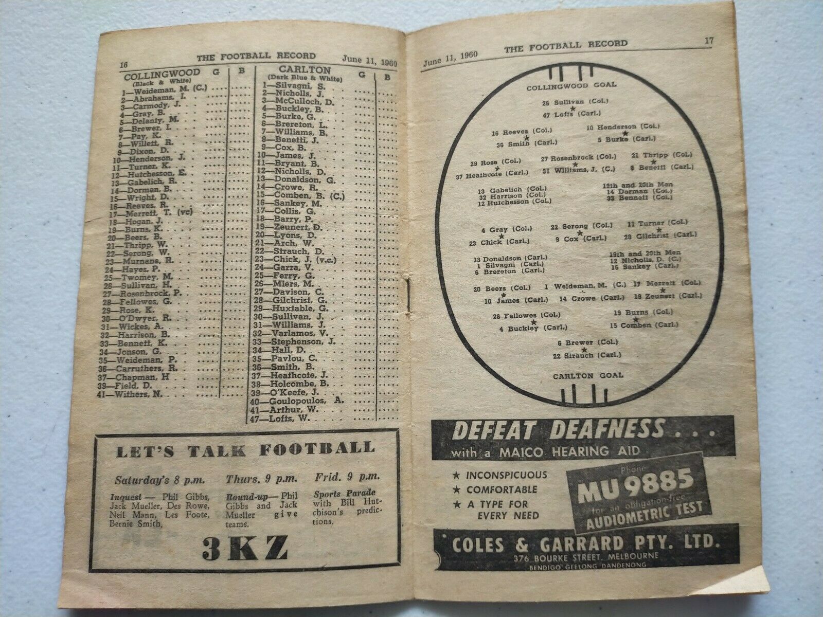 VFL 1960 June 11 Football Record Collingwood v Carlton - Image 2