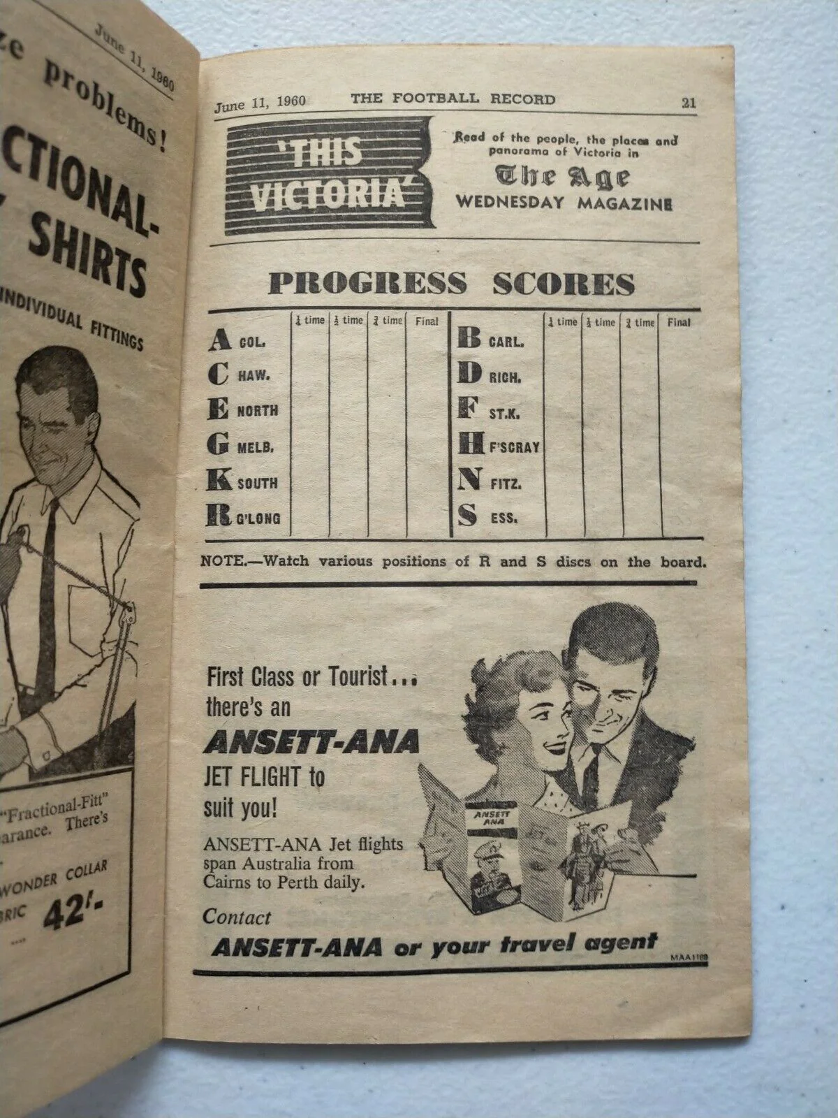VFL 1960 June 11 Football Record Collingwood v Carlton - Image 3