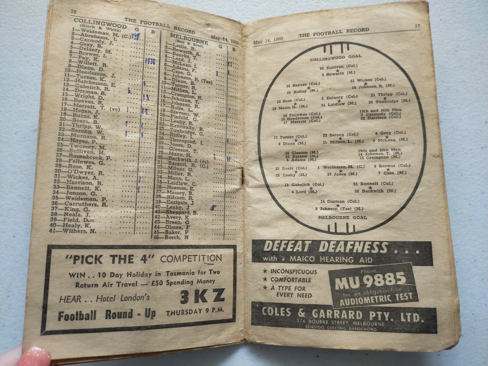 VFL 1960 May 14 Football Record Collingwood v Melbourne - Image 2