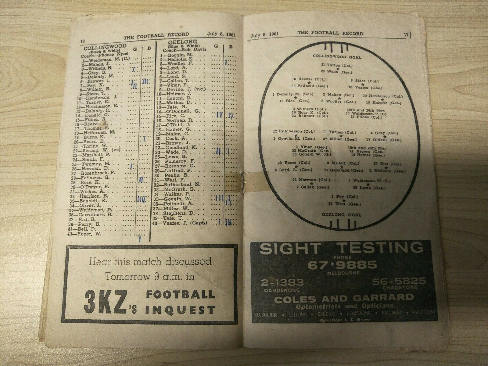 VFL 1961 July 8 Football Record Collingwood v Geelong - Image 2