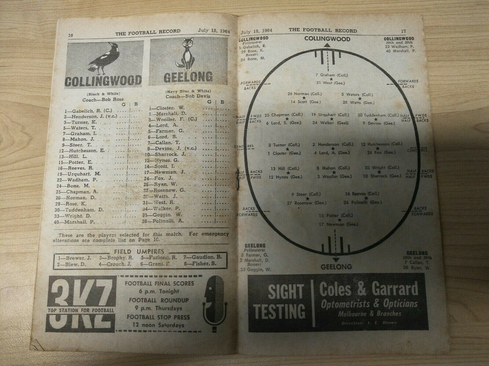 VFL 1964 July 18 Football Record Collingwood v Geelong - Image 2
