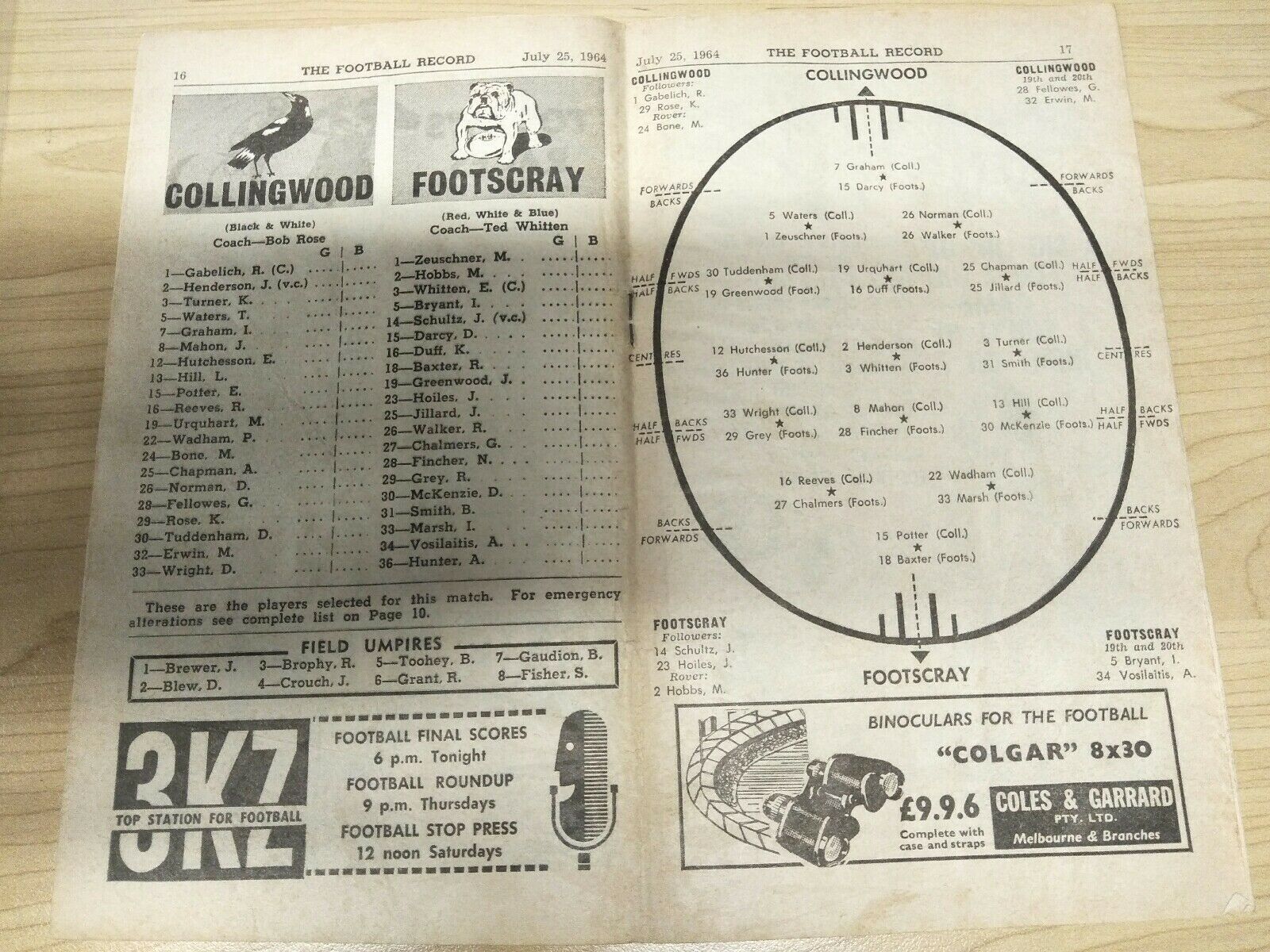 VFL 1964 July 25 Football Record Collingwood v Footscray - Image 2