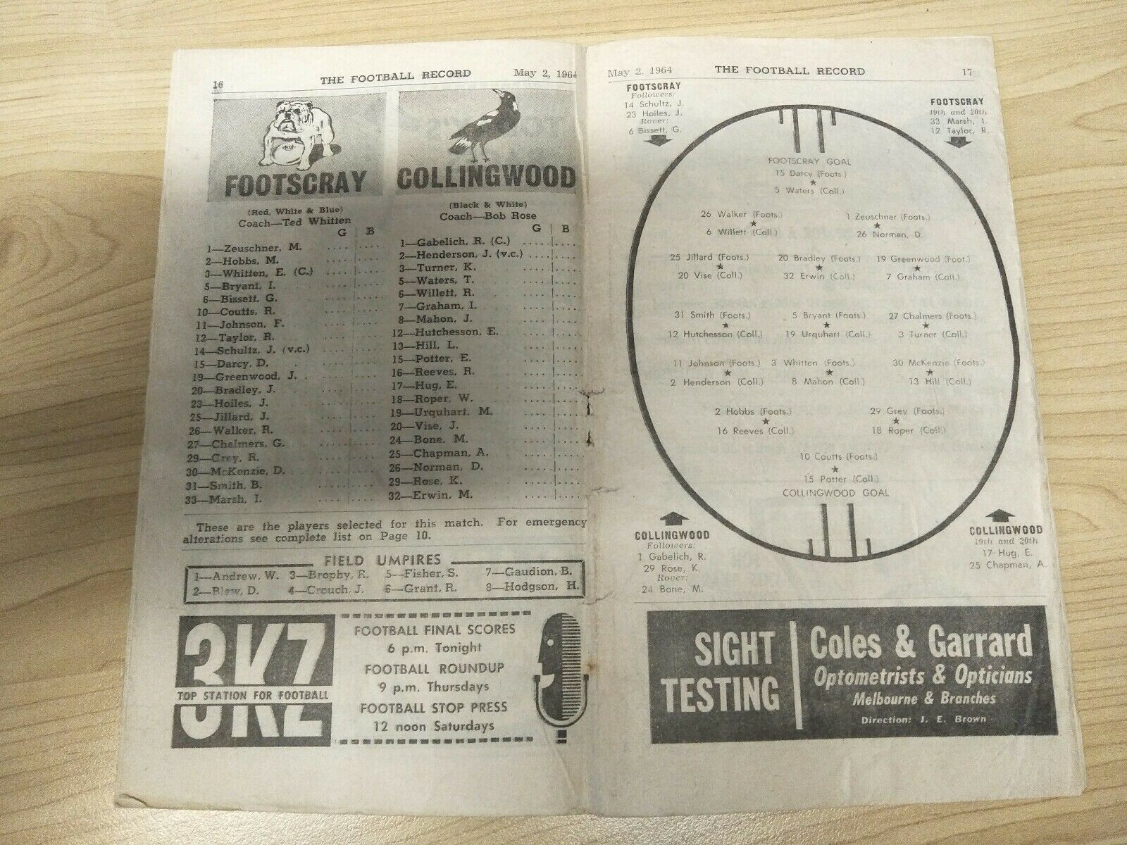 VFL 1964 May 2 Football Record Footscray v Collingwood - Image 2