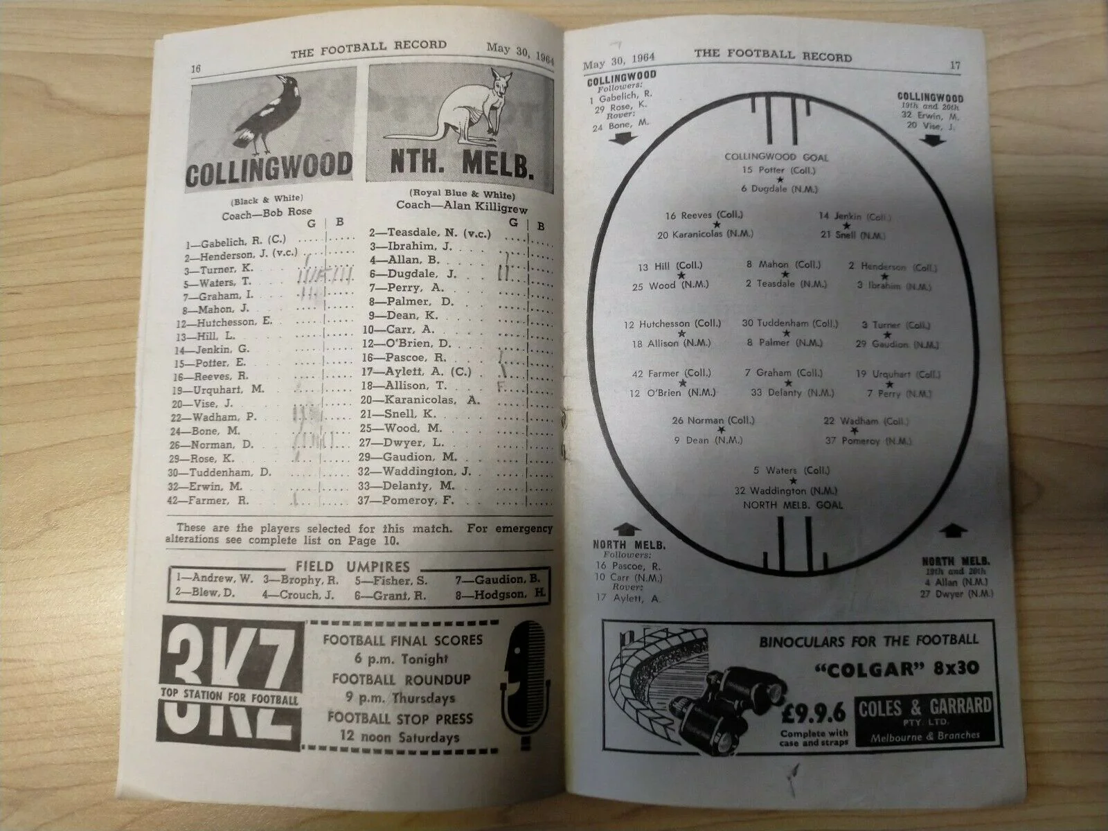 VFL 1964 May 30 Football Record Collingwood v North Melbourne - Image 2