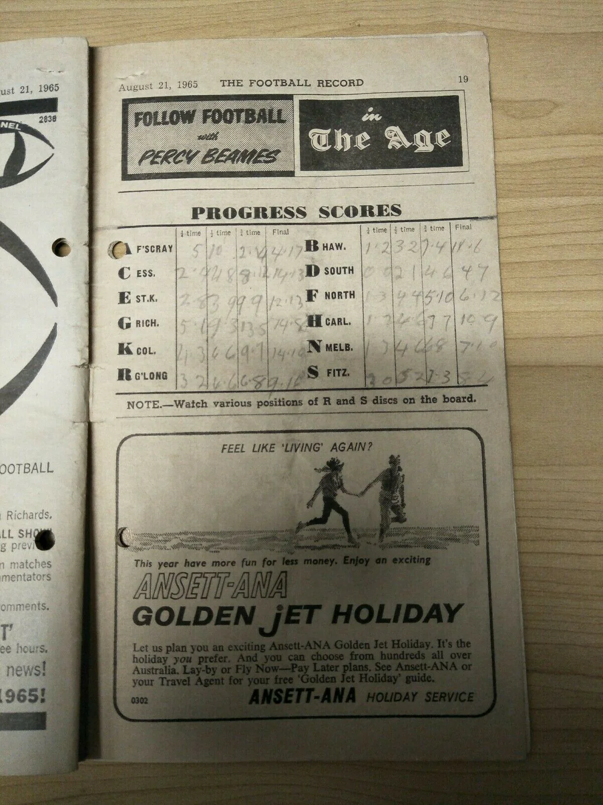 VFL 1965 August 21 Football Record Collingwood v Melbourne - Image 4