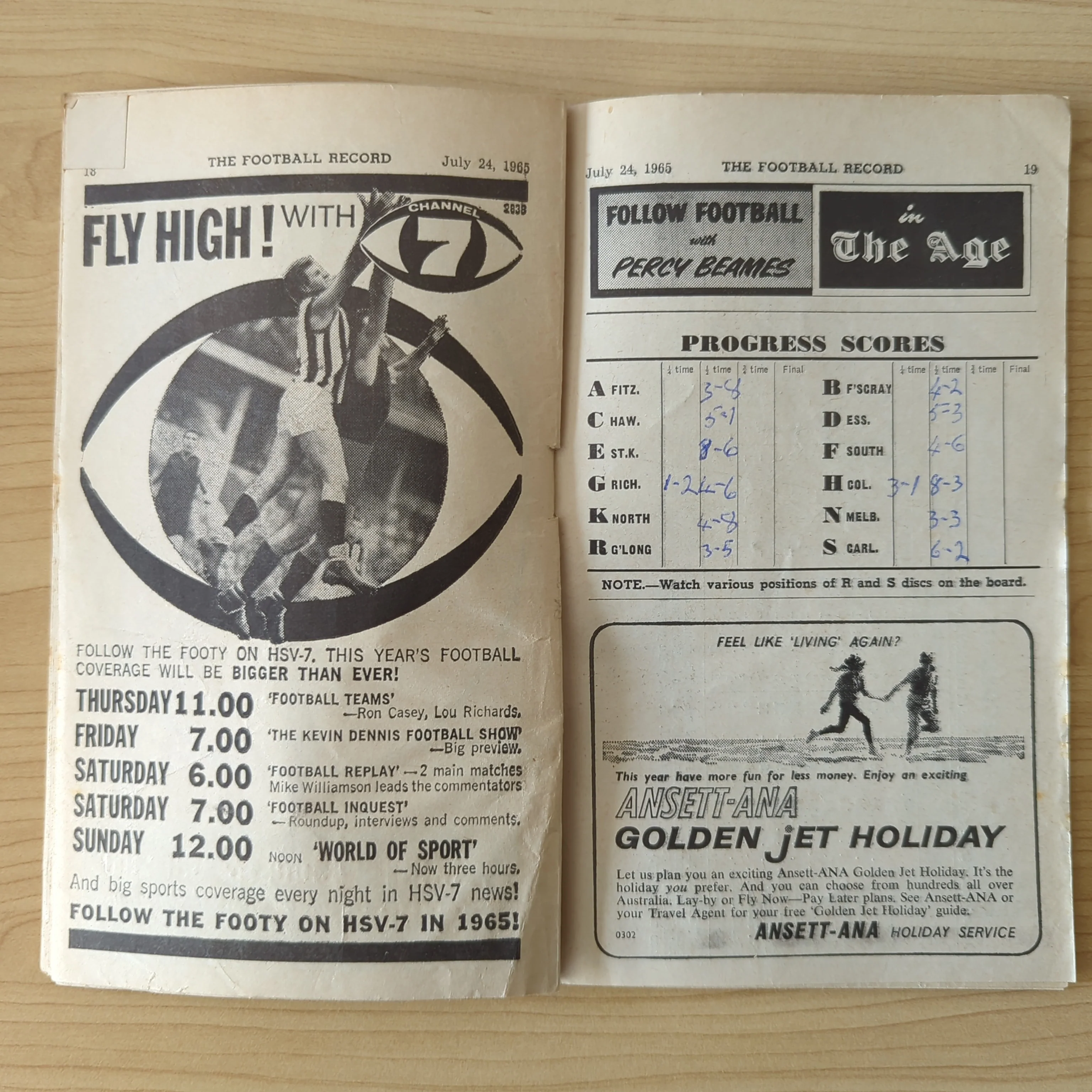 VFL 1965 July 24 Football Record Richmond v Collingwood - Image 3