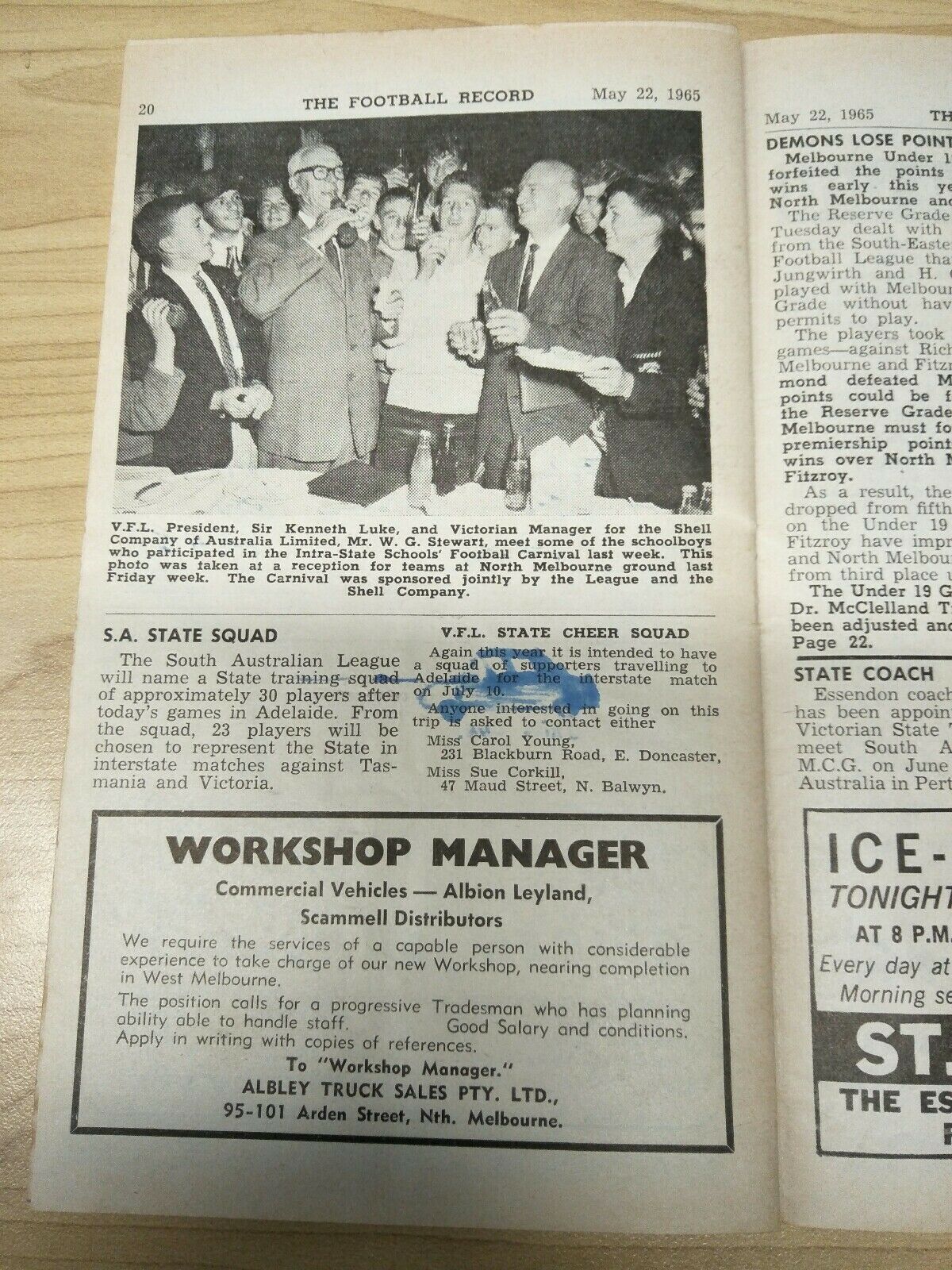VFL 1965 May 22 Football Record Melbourne v Collingwood - Image 5