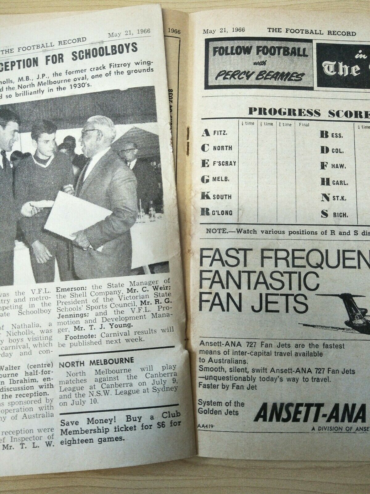 VFL 1966 May 21 Football Record North Melbourne v Collingwood - Image 3