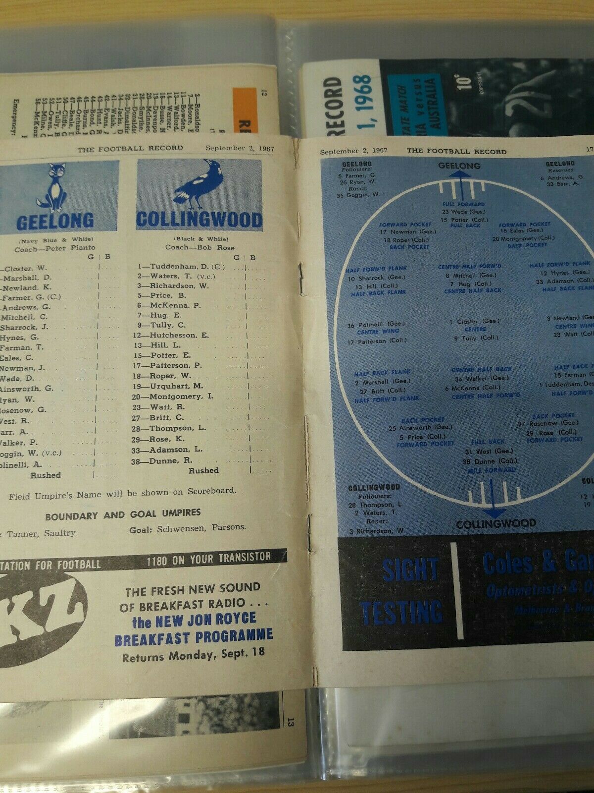 VFL 1967 Record July 11 Geelong v Collingwood - Image 2