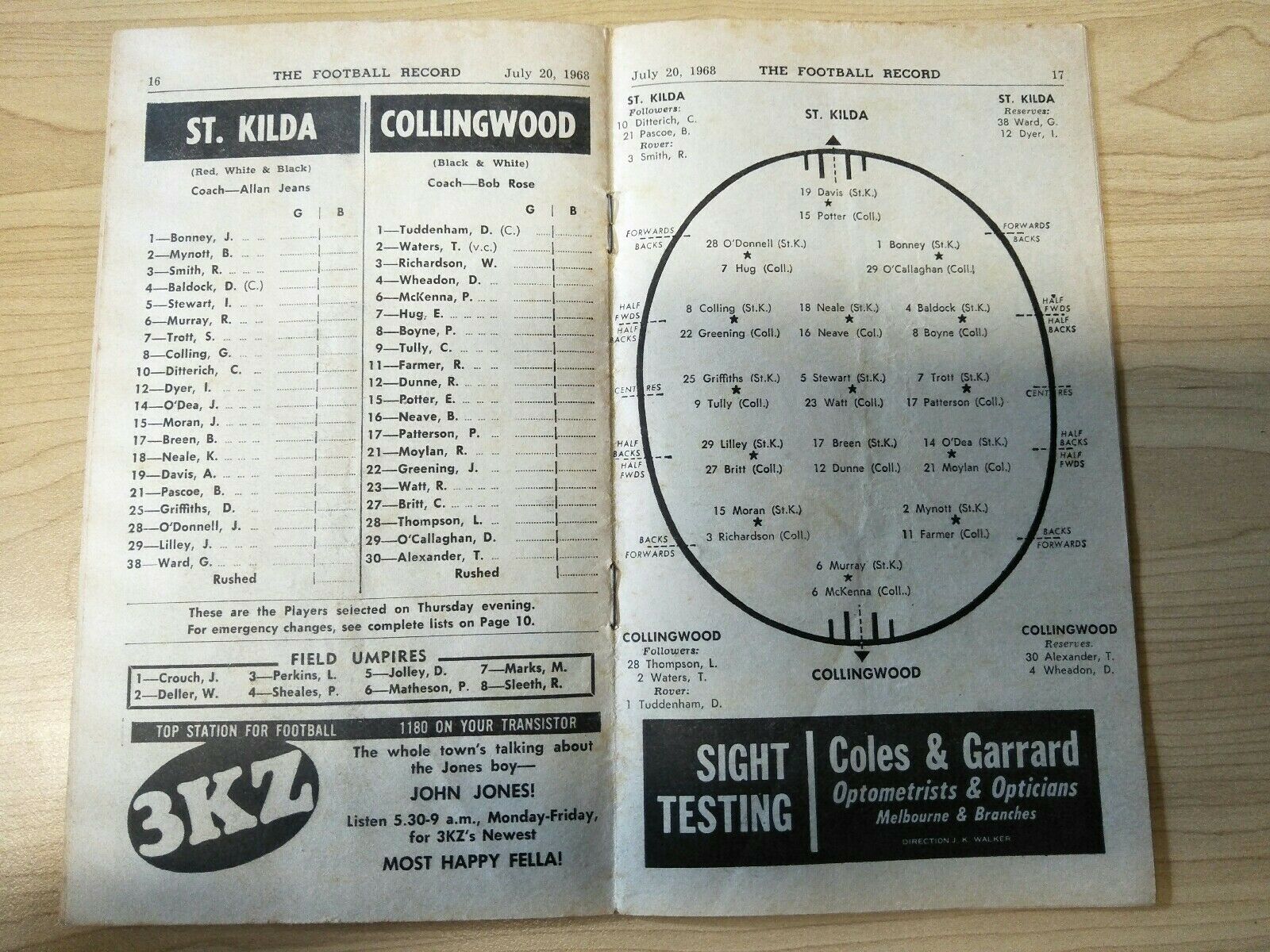 VFL 1968 July 20 Football Record St Kilda v Collingwood - Image 2