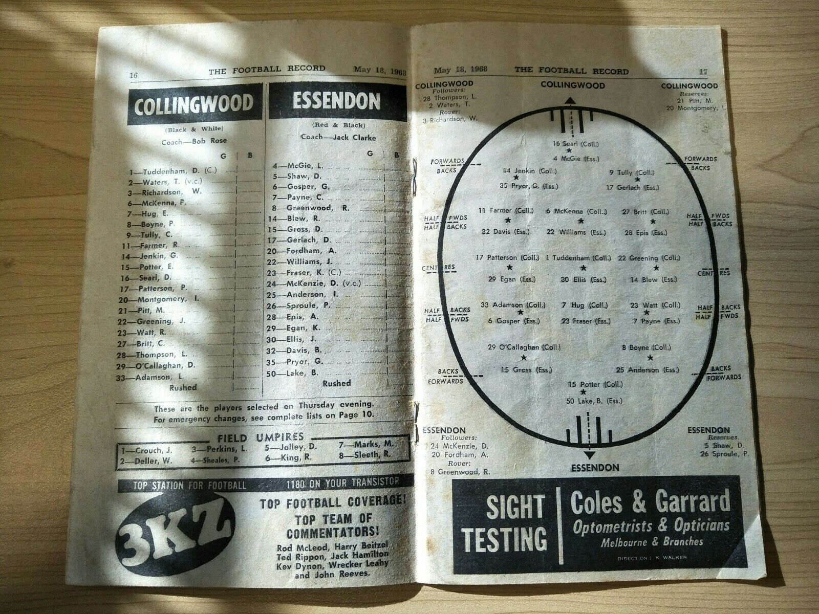 VFL 1968 May 18 Football Record Collingwood v Essendon - Image 2
