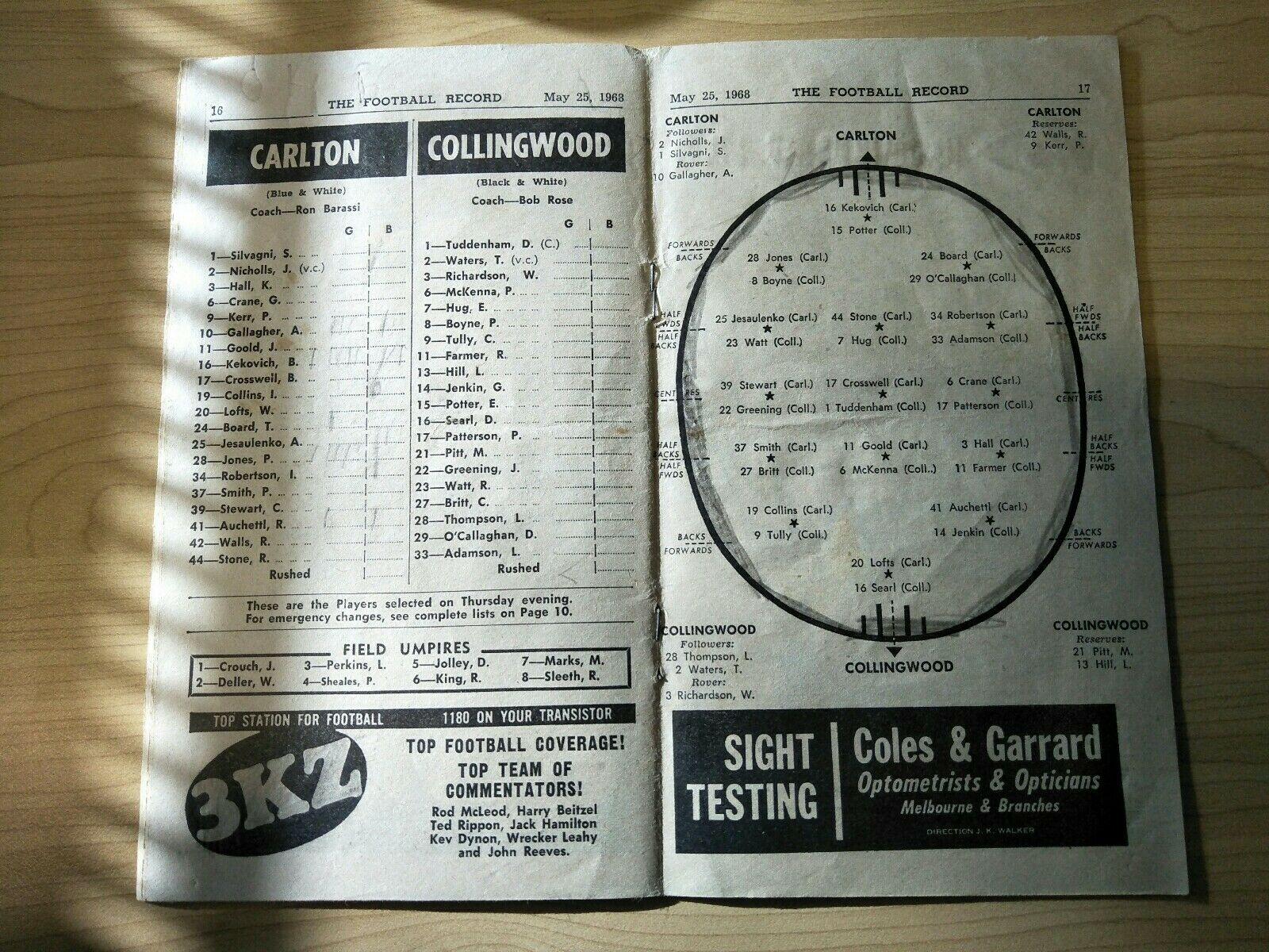 VFL 1968 May 25 Football Record Carlton v Collingwood - Image 2