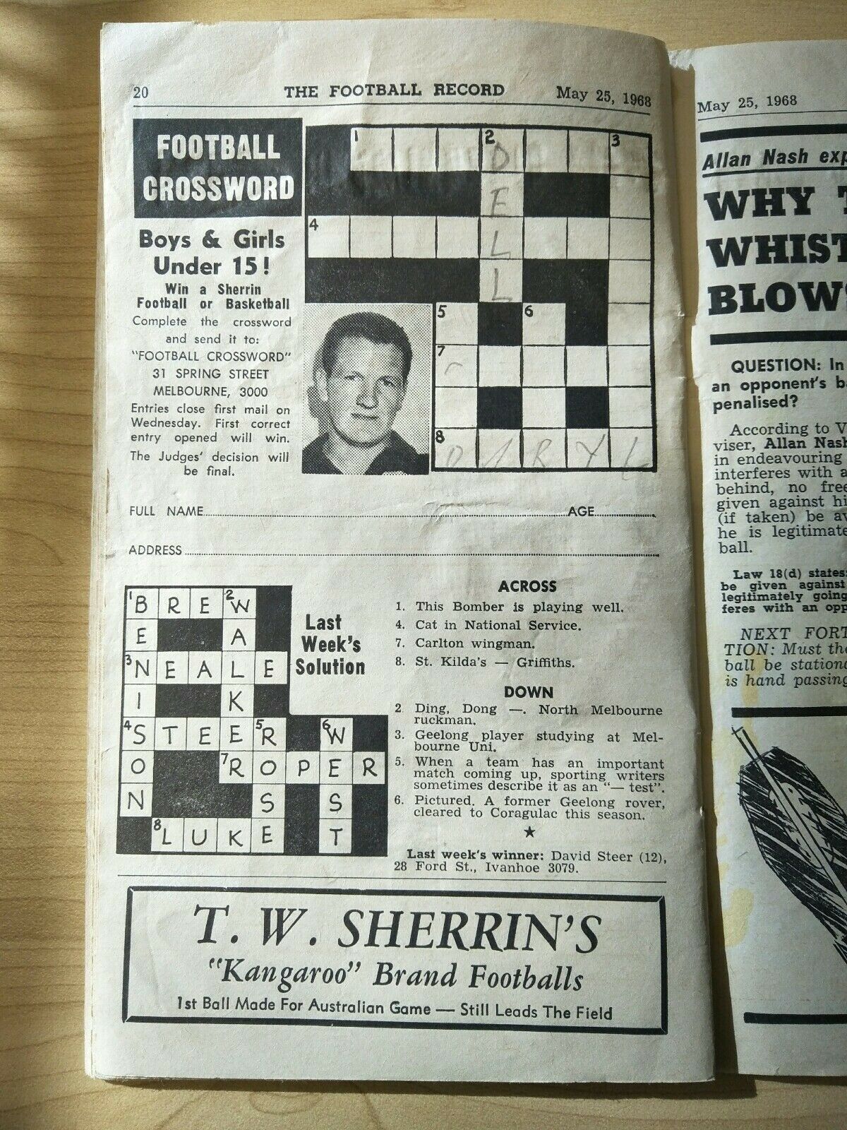 VFL 1968 May 25 Football Record Carlton v Collingwood - Image 7