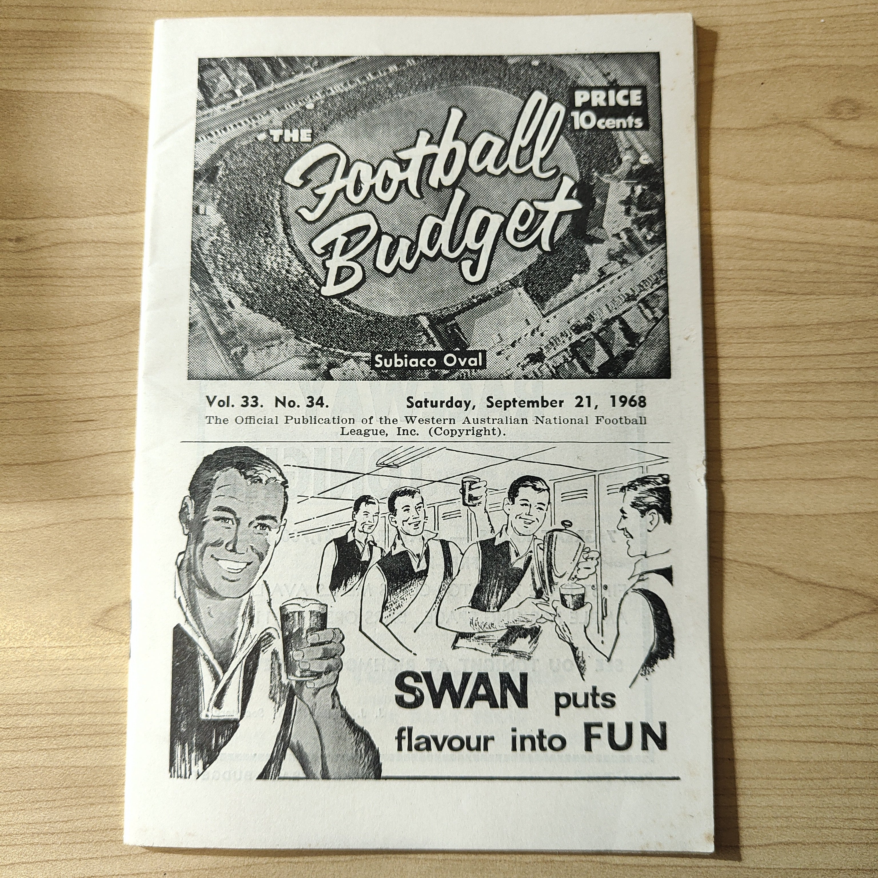 Football 1968 WA Football Budget Western Australia Preliminary Final Football Record West Perth v East Perth
