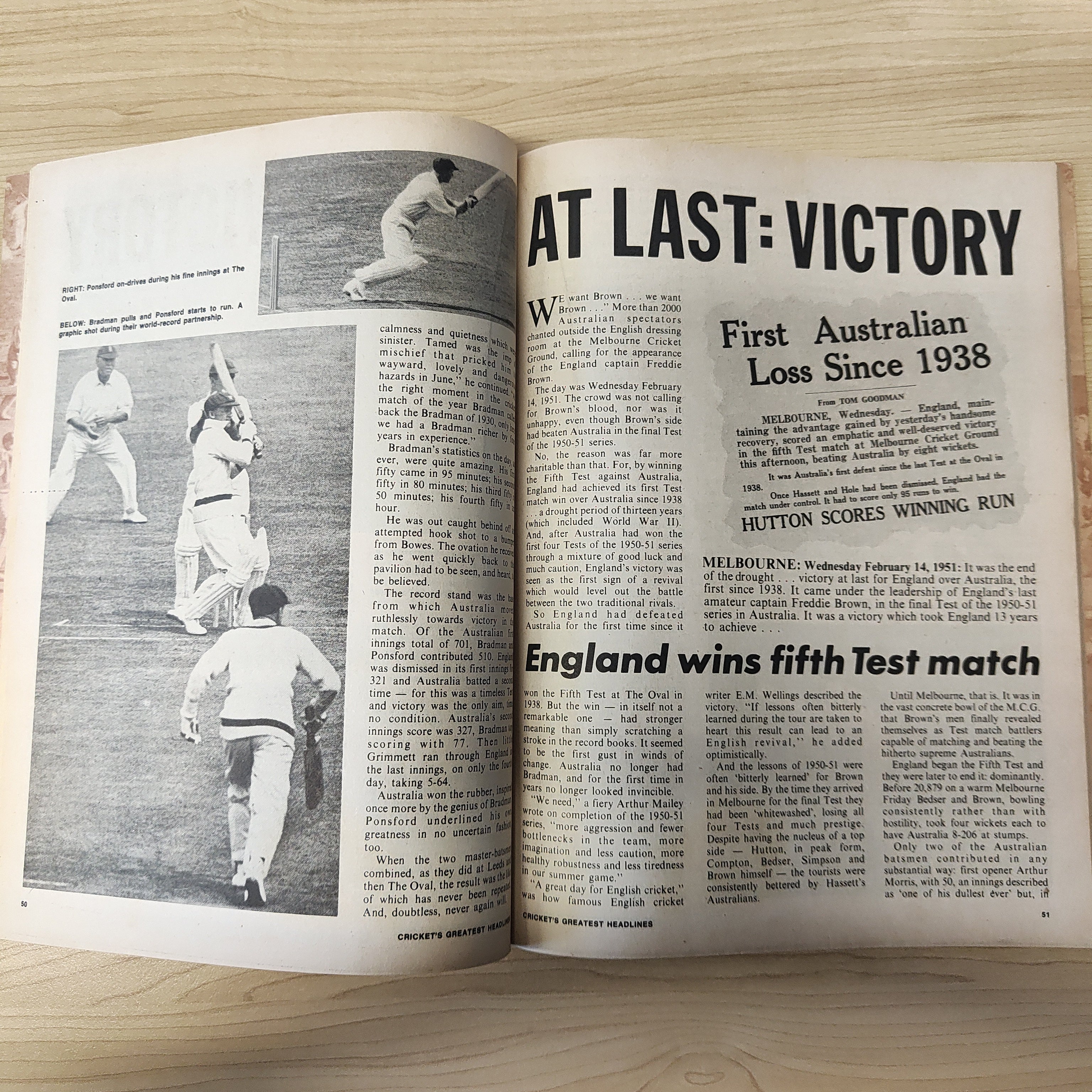 Cricket 1970s Cricket's Greatest Headlines Jack Fingleton Cricket Book Magazine - Image 2