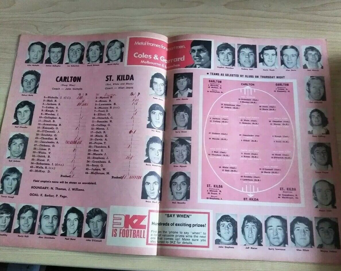 VFL 1972 Preliminary Final Football Record Carlton v St Kilda - Image 2