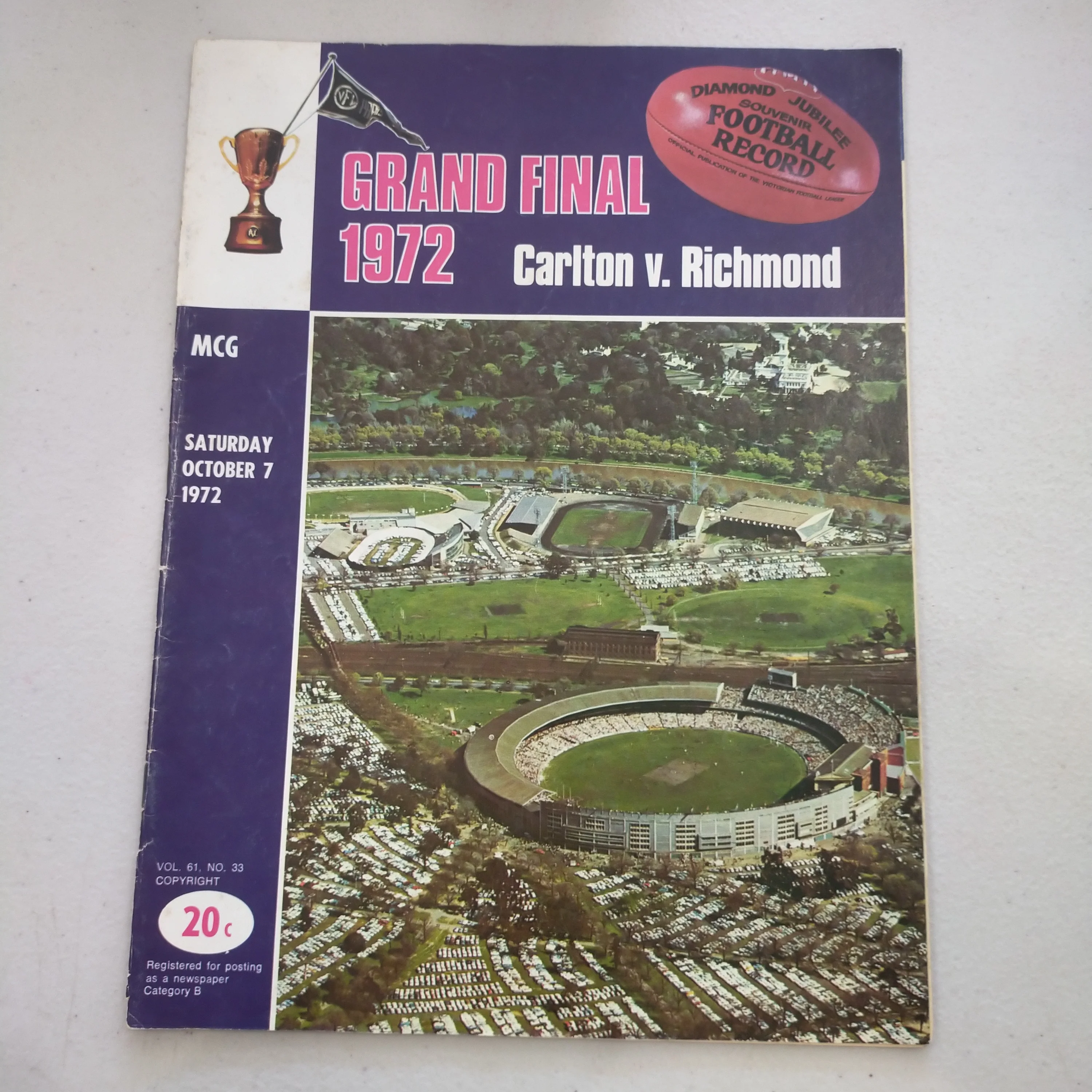 1972 VFL Grand Final Football Record Carlton v Richmond