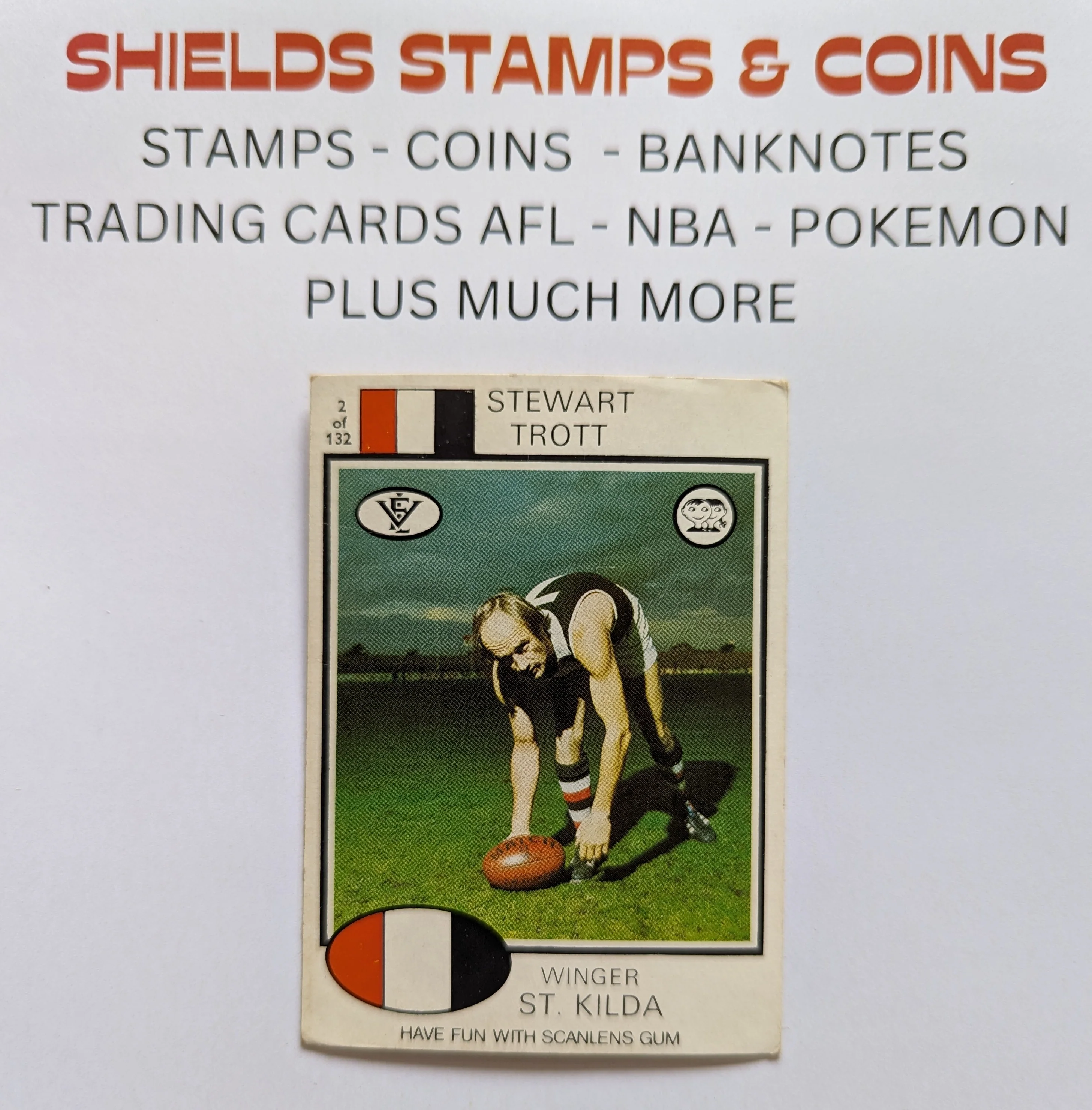 1975 VFL Football Scanlens Card 2 Stuart Trott St Kilda