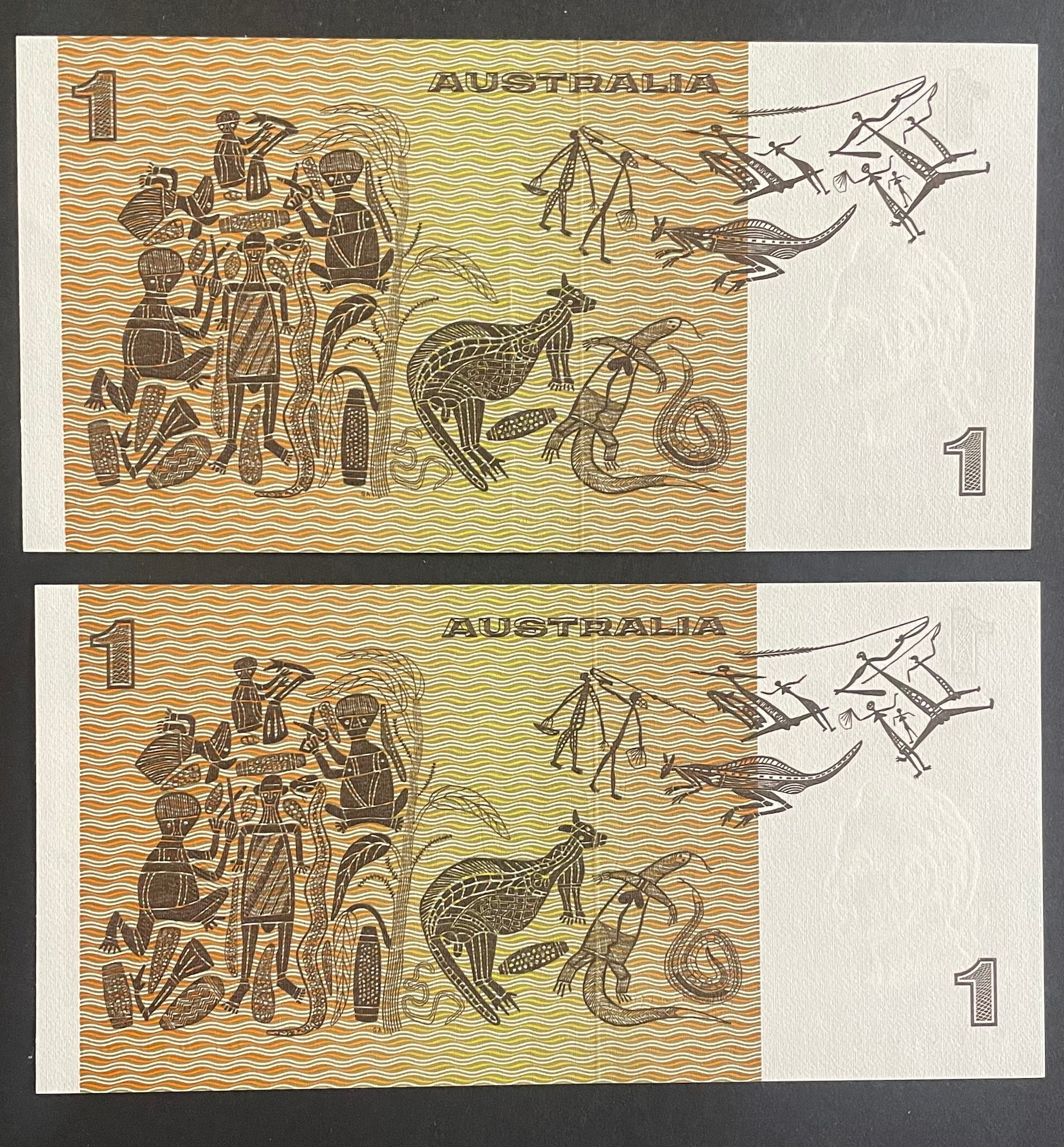 Australia 1976 R76a $1 Knight/Wheeler Centre Thread Folded Uncirculated Pair - Image 2