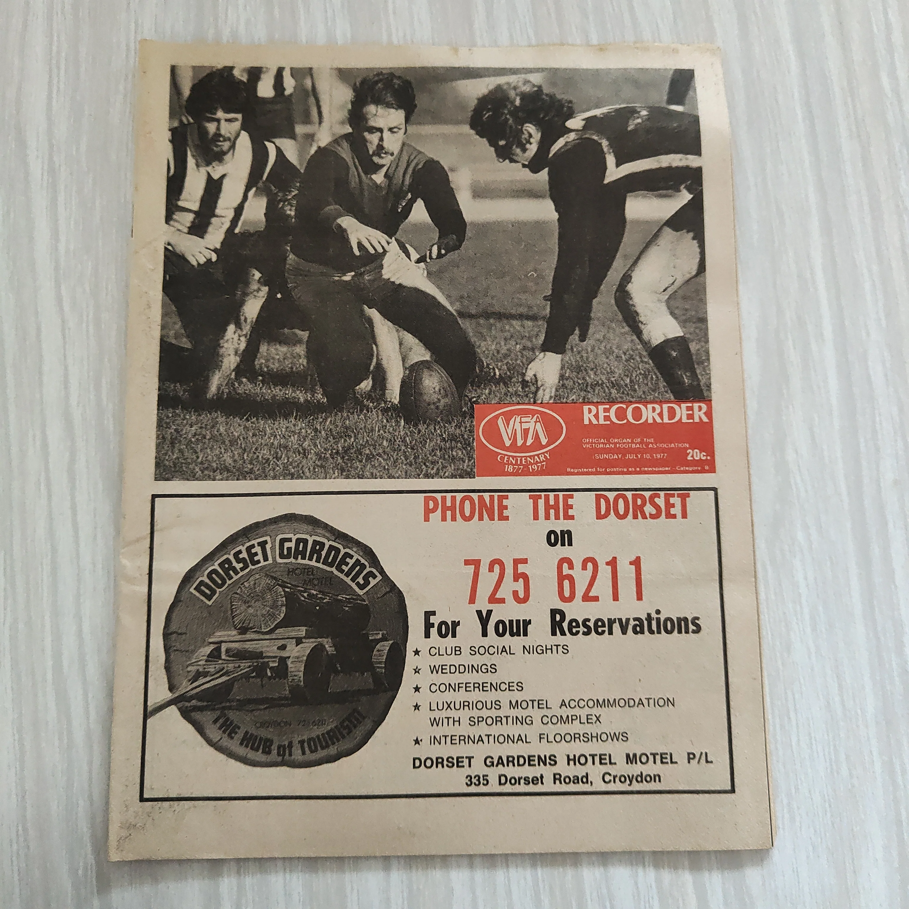 Football 1977 July 10 Victorian Football Association VFA Recorder Football Record