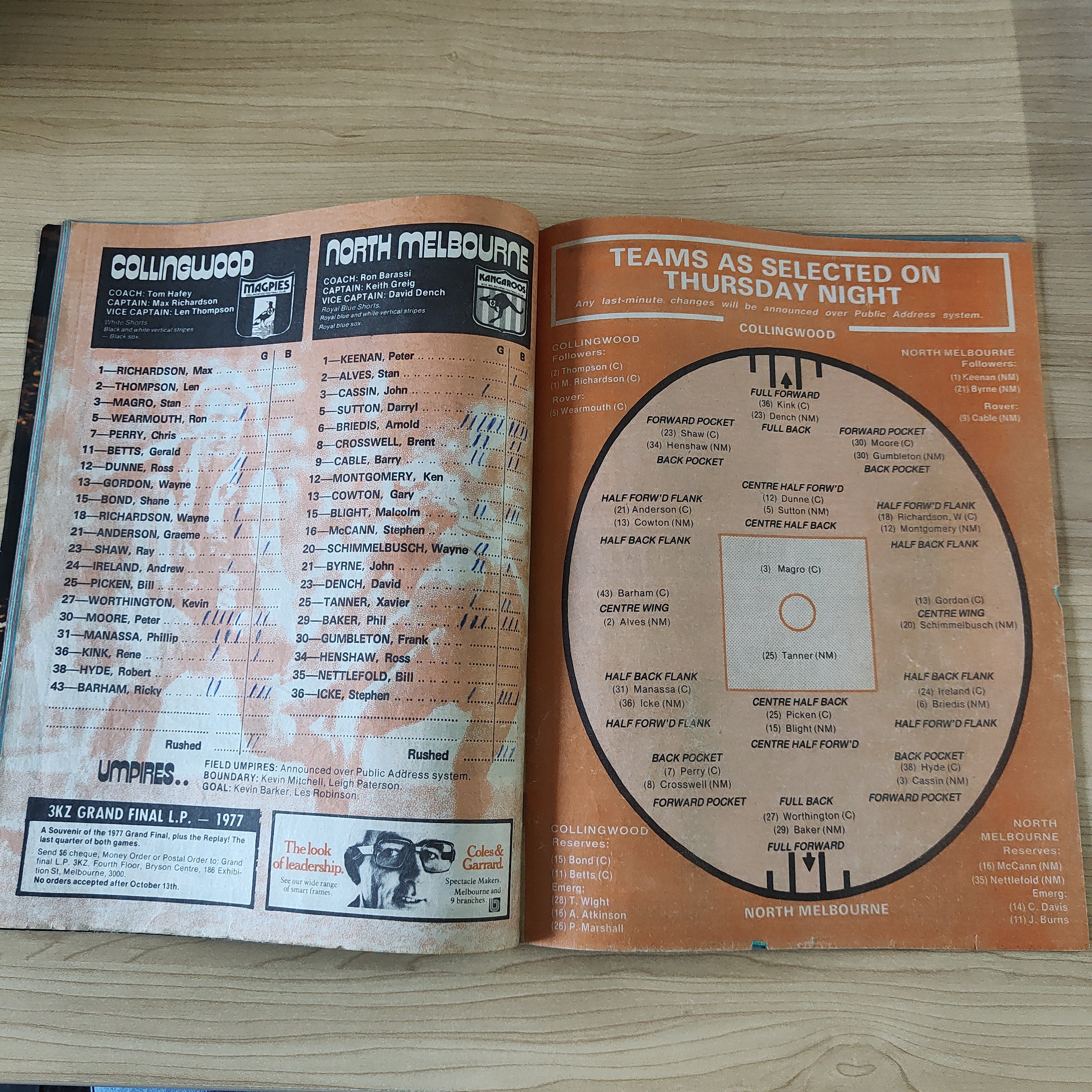 VFL 1977 Grand Final Re-Play Collingwood v North Melbourne Football Record - Image 3