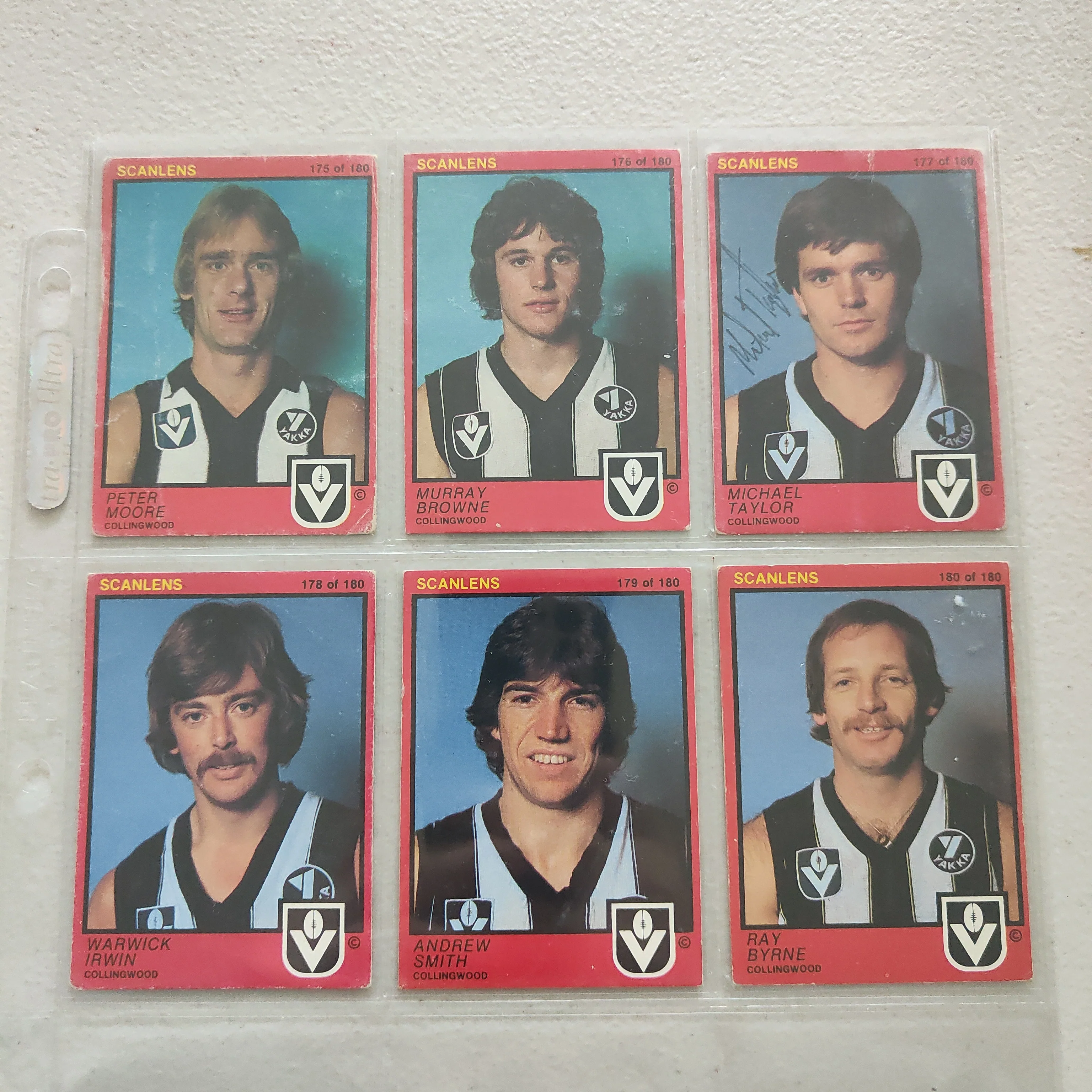 1982 Scanlens Collingwood Magpies Team Set of 15 Cards Inc Hand Signed Michael Taylor Card - Image 3