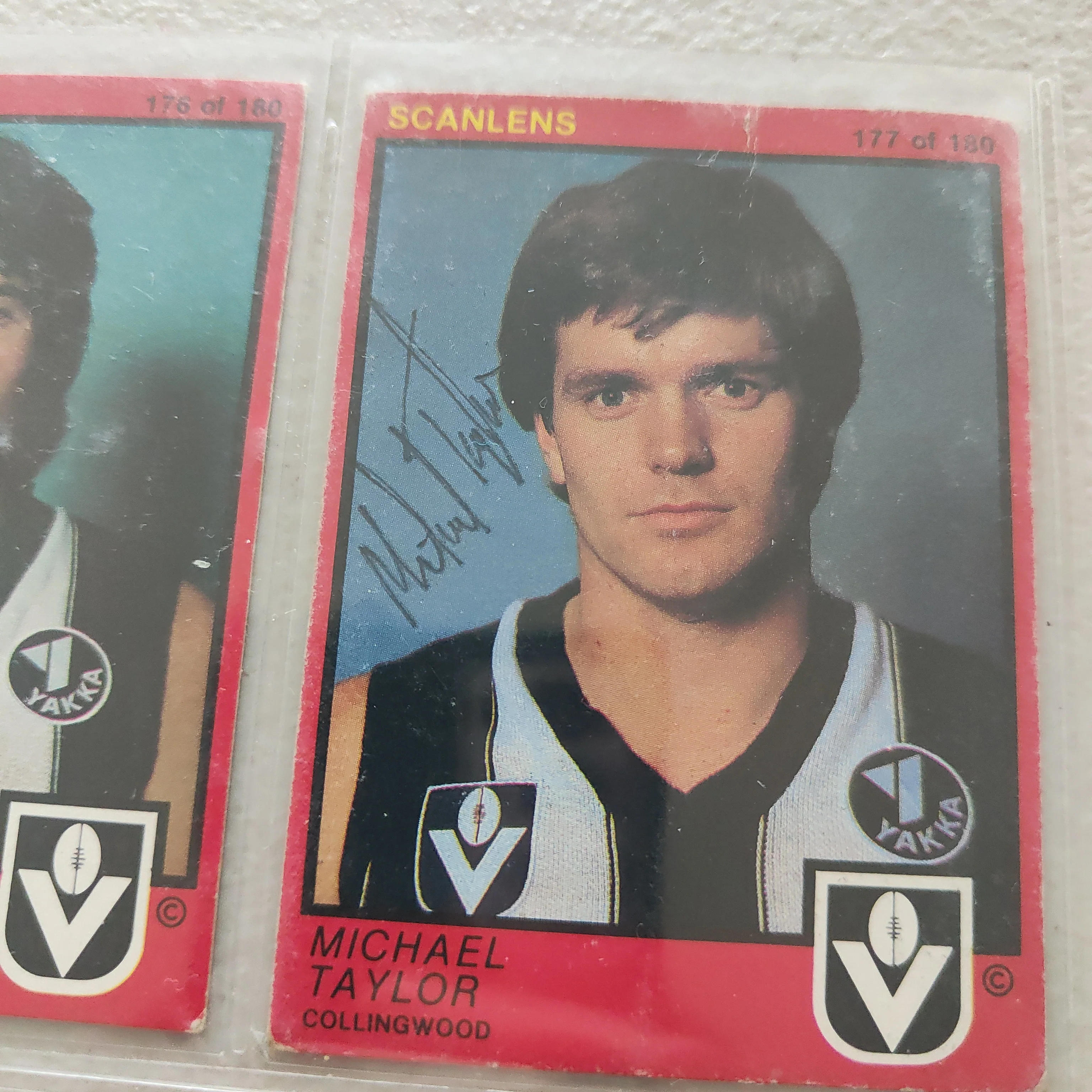 1982 Scanlens Collingwood Magpies Team Set of 15 Cards Inc Hand Signed Michael Taylor Card - Image 5