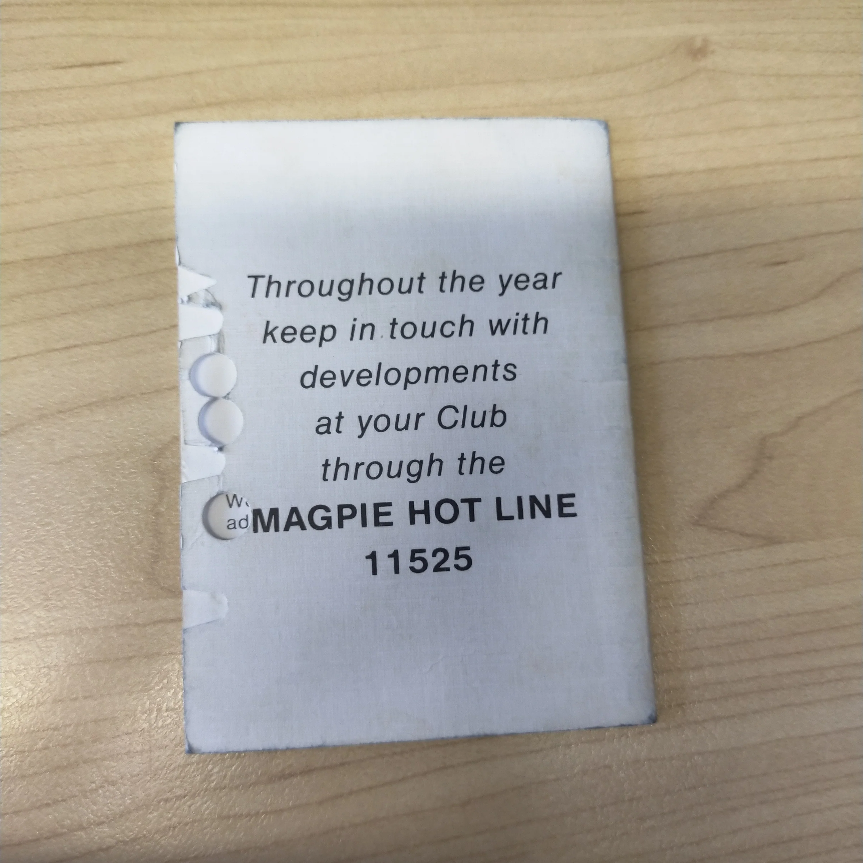 VFL 1984 Collingwood Football Club Season Ticket No. 05090 - Image 2