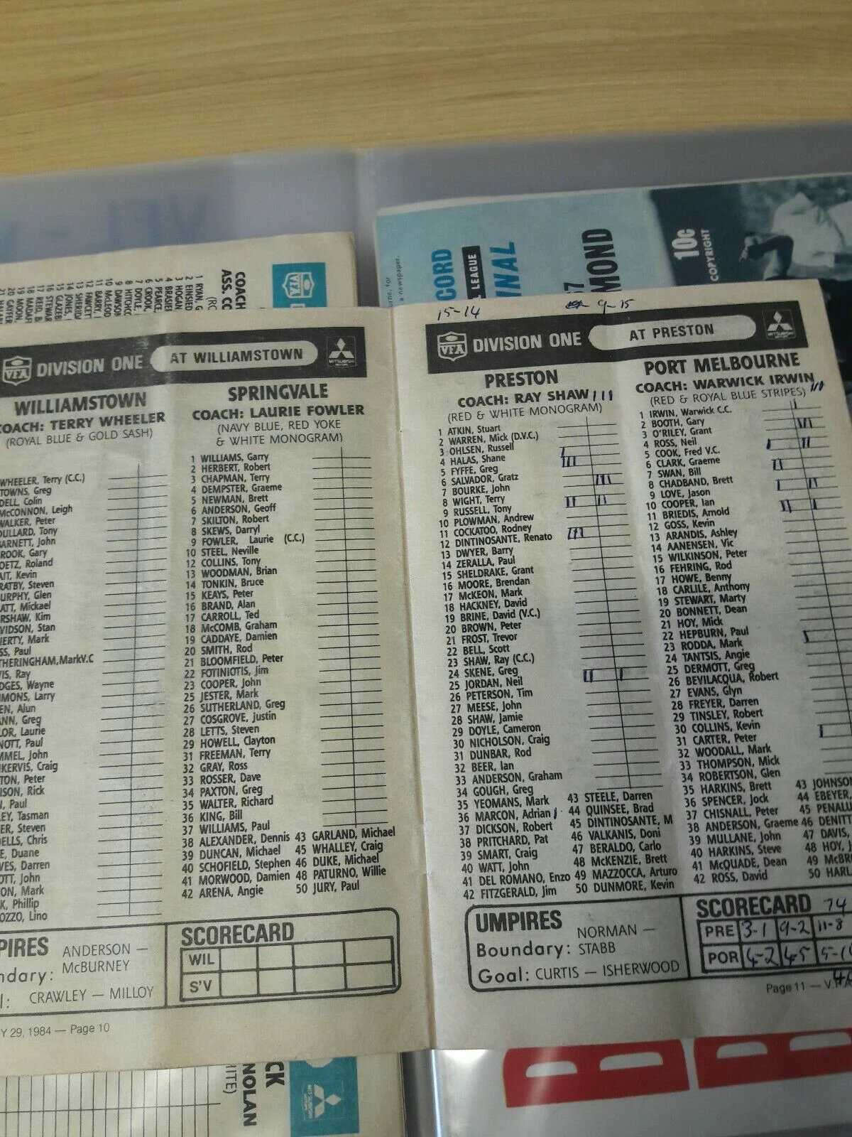 Football 1984 VFA Victorian Football Association Record Magazine July 29 Preston v Port Melbourne - Image 2