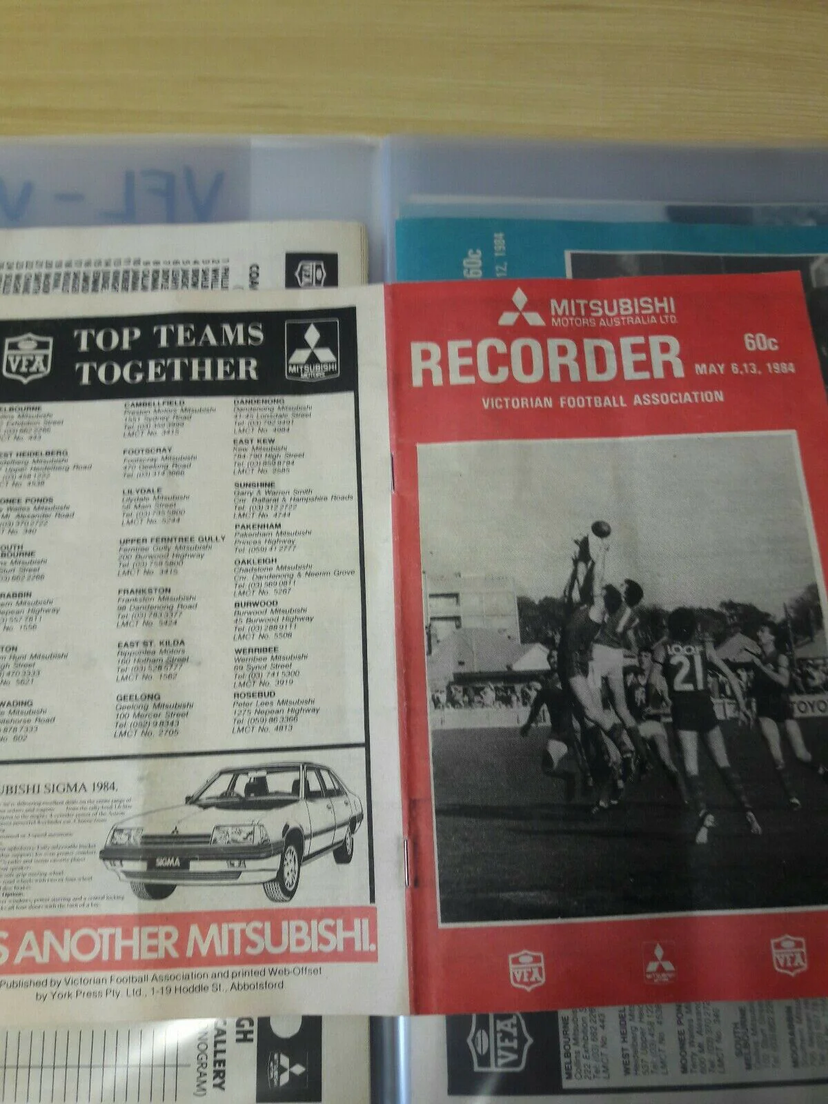 Football 1984 VFA Victorian Football Association Record Magazine May 13 Kilsyth v Waverley - Image 2