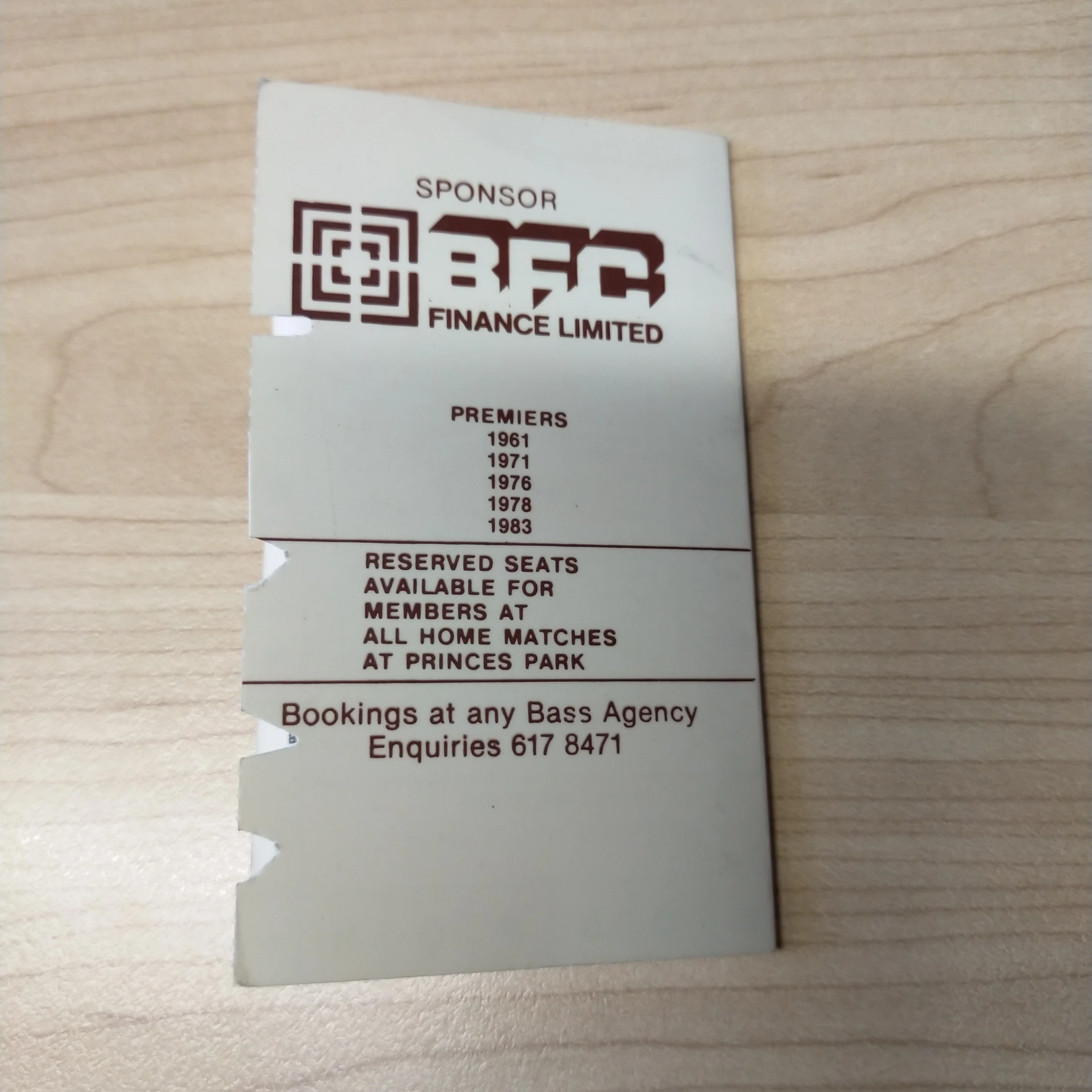 VFL 1985 Hawthorn Football Club Membership Season Ticket - Image 3