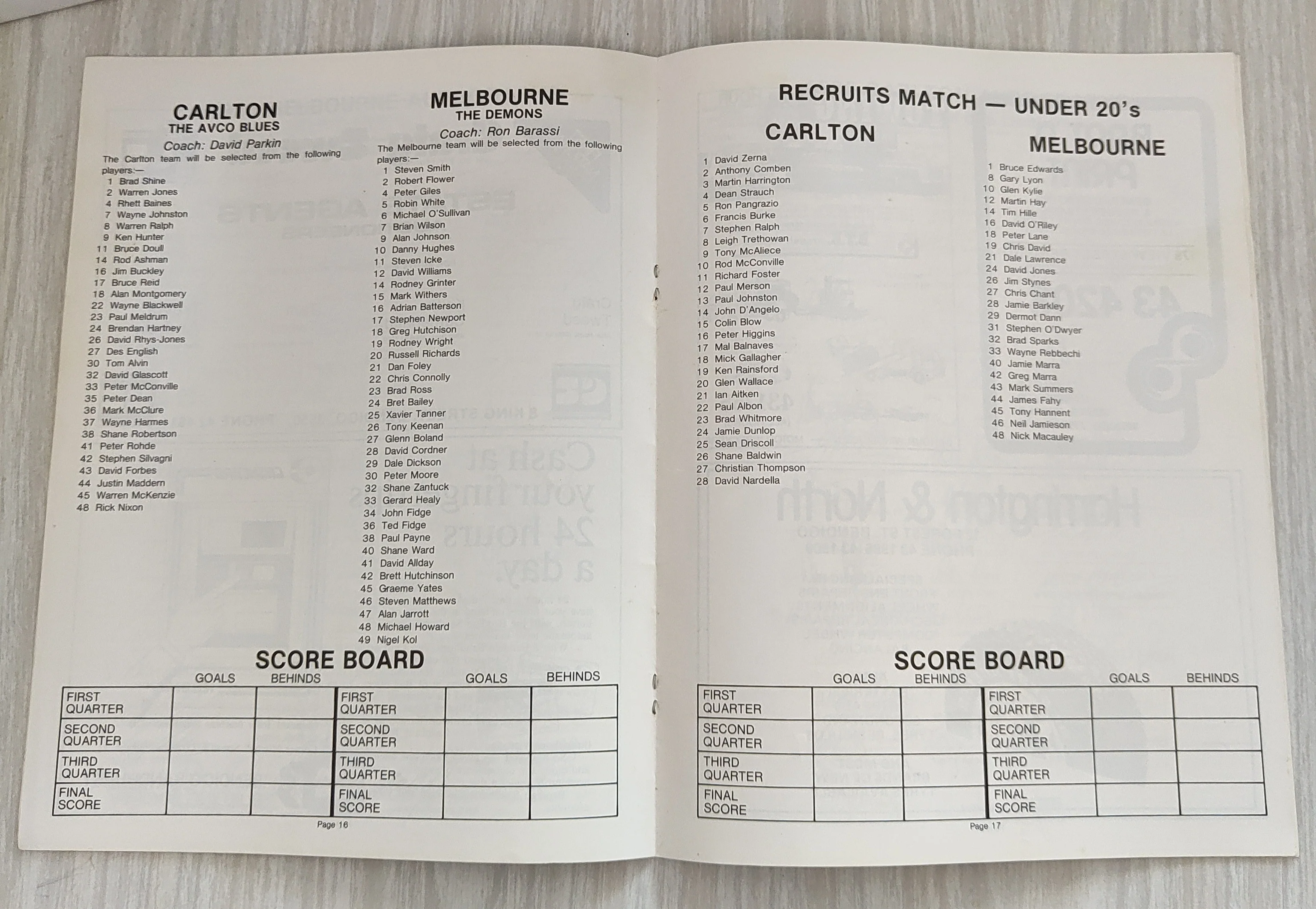 1985 March 10 Carlton v Melbourne Bendigo VFL Football Record - Image 2