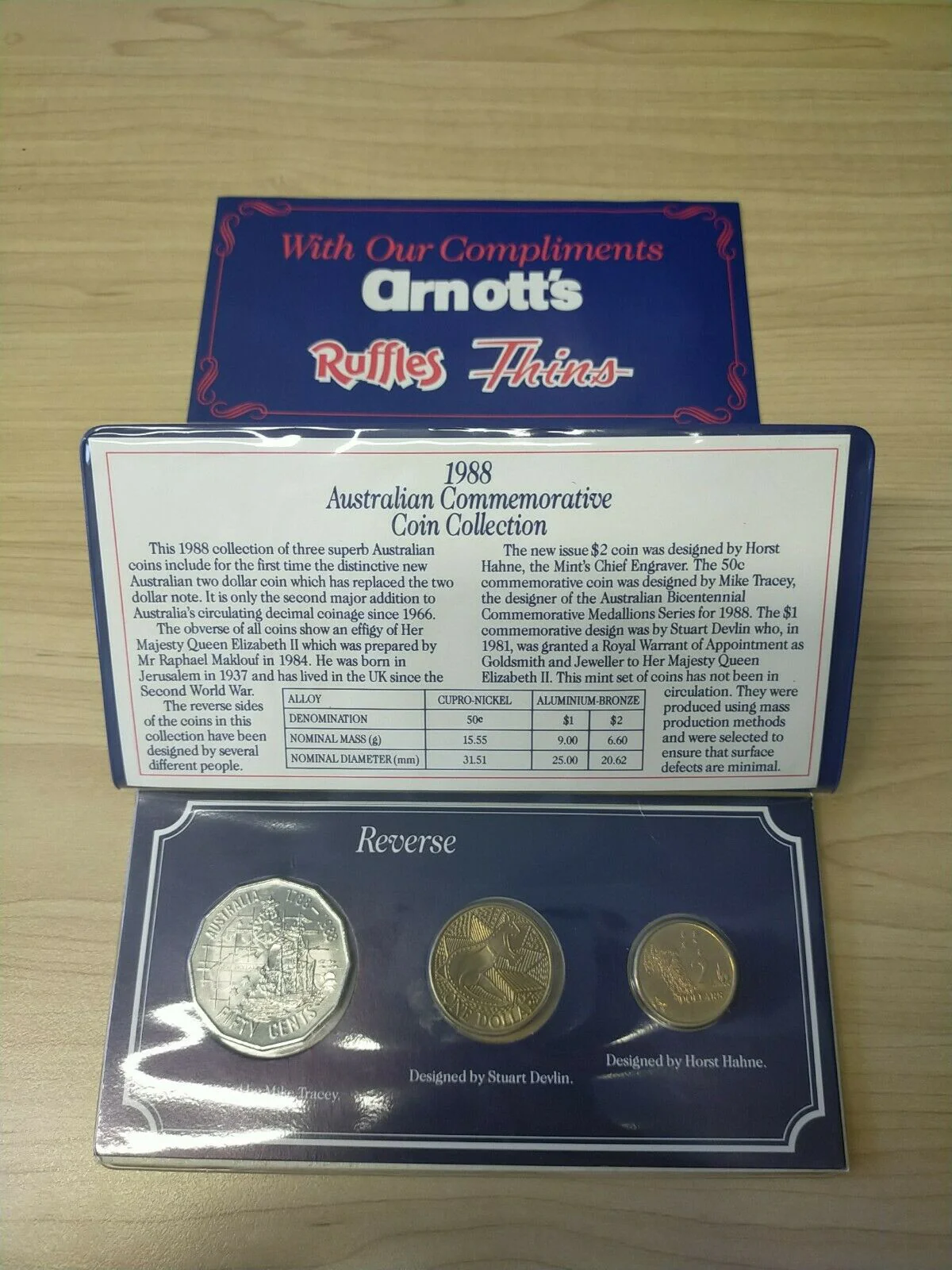 Australia 1988 Arnott's Snack Foods Commemorative Coin Collection in 3 Coin Folder. - Image 3