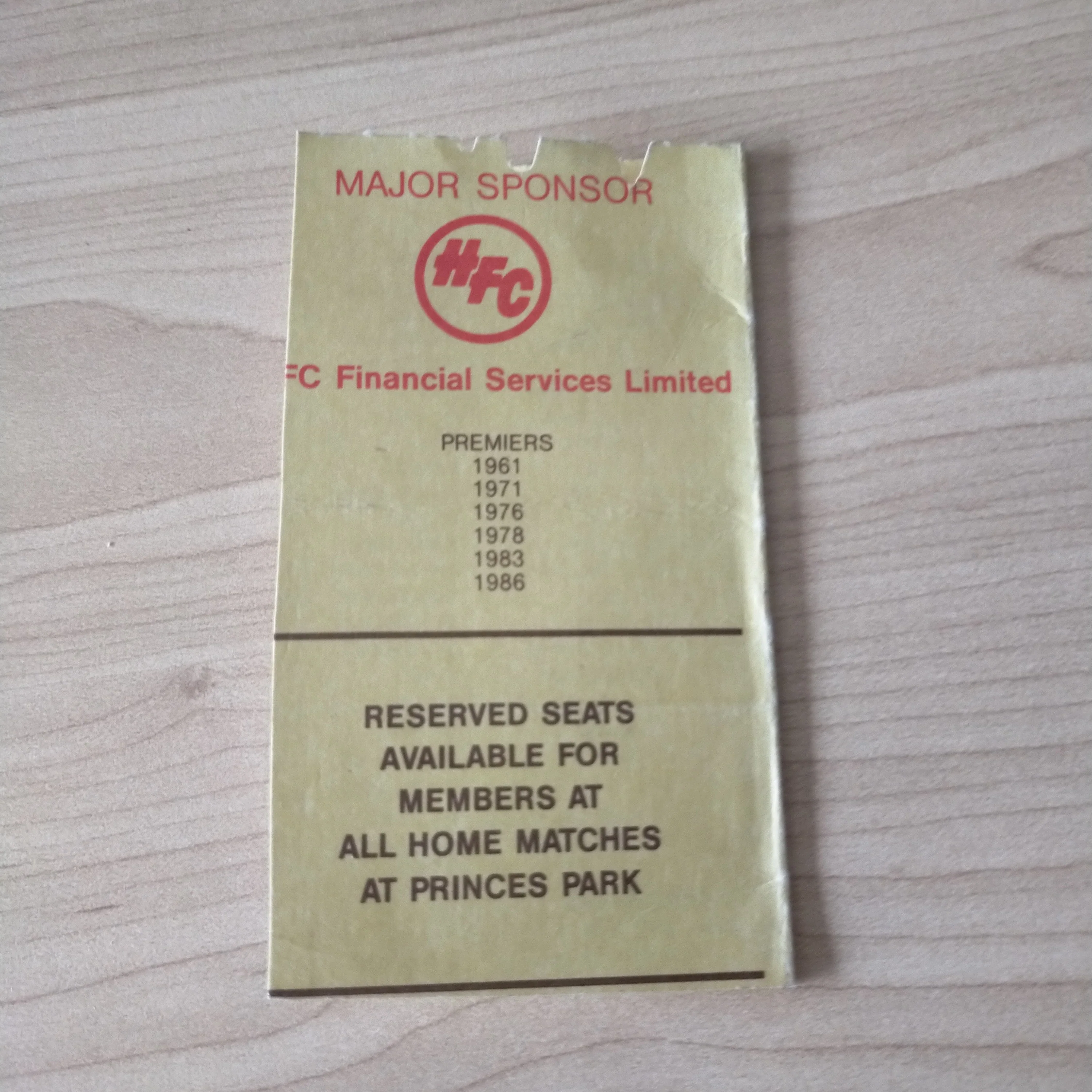 VFL 1988 Hawthorn Football Club Social Club Membership Badge and Season Ticket Premiership Year - Image 4