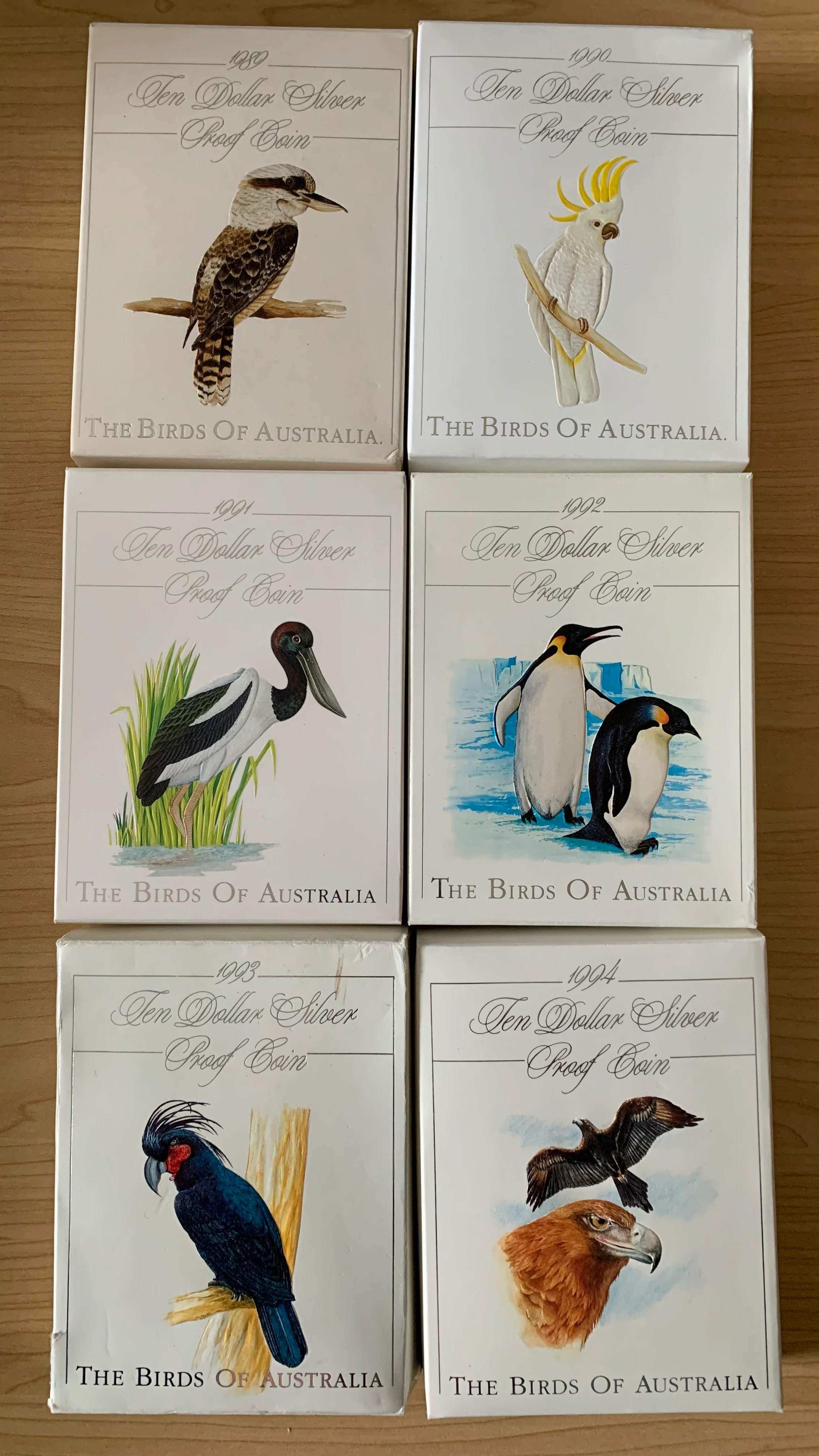 Australia 1989-1994 Royal Australian Mint Birds of Australia 6 x $10 Standard Proof Sterling Silver Coin Set - Image 3