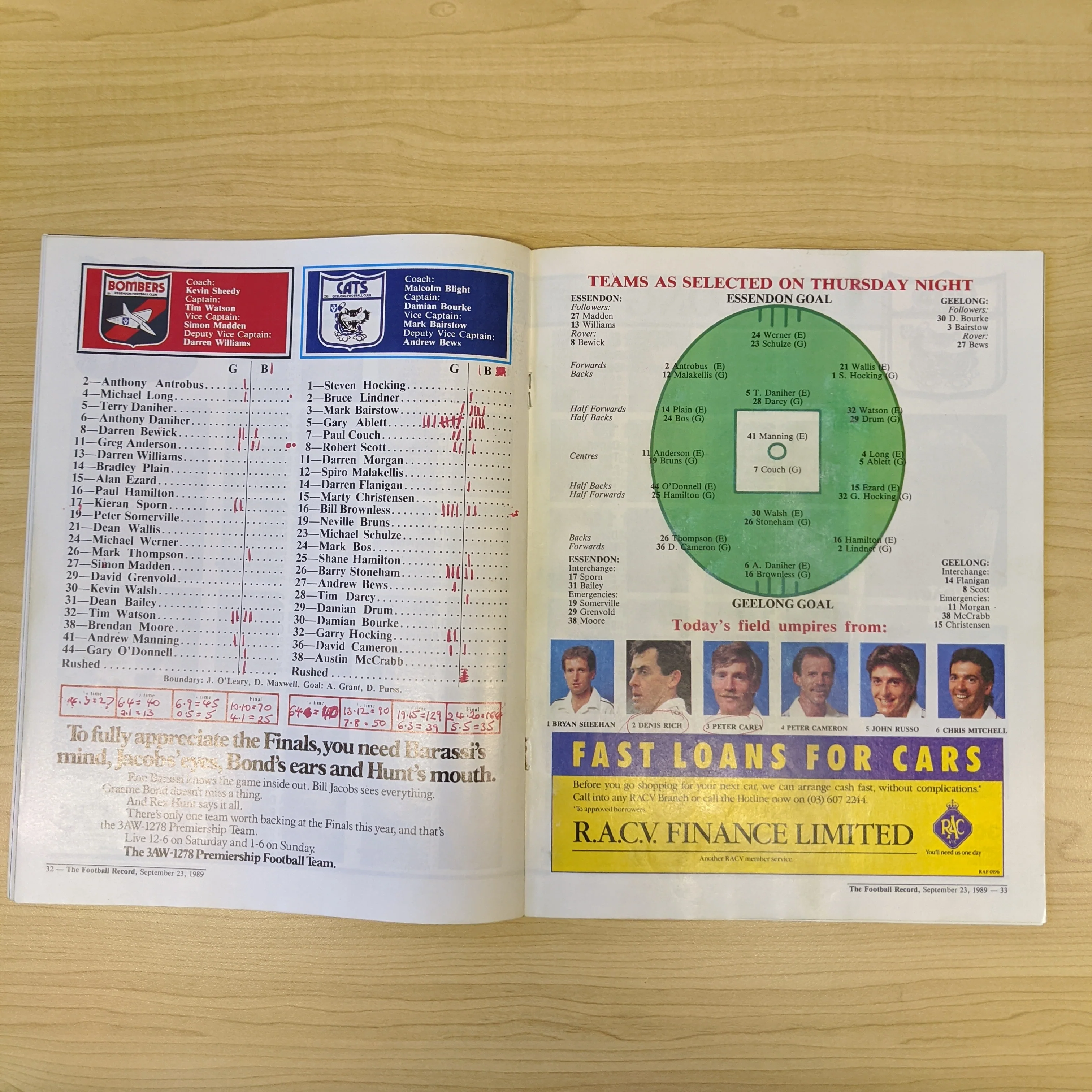 VFL 1989 Preliminary Final Essendon v Geelong Football Record - Image 2