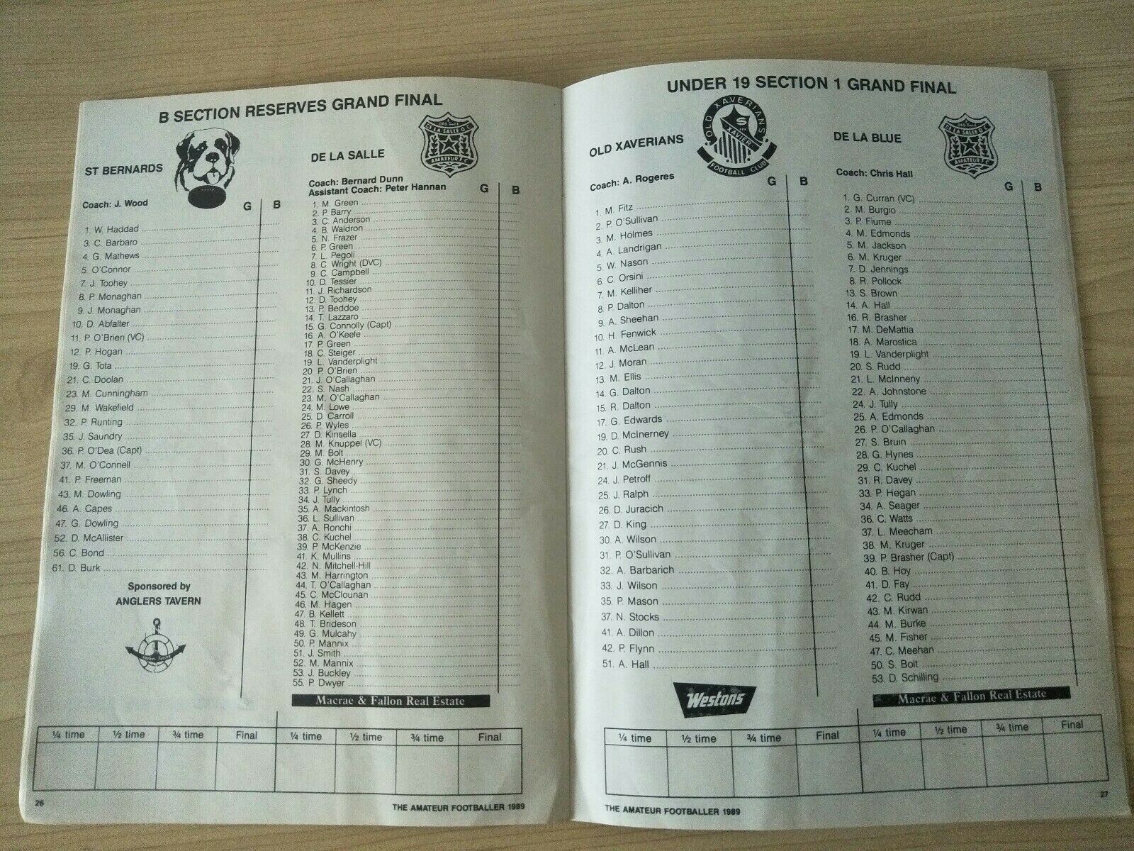 Football 1989 The Amateur League Victoria "A Section" Grand Final, Collegians v Ormond Football program - Image 5