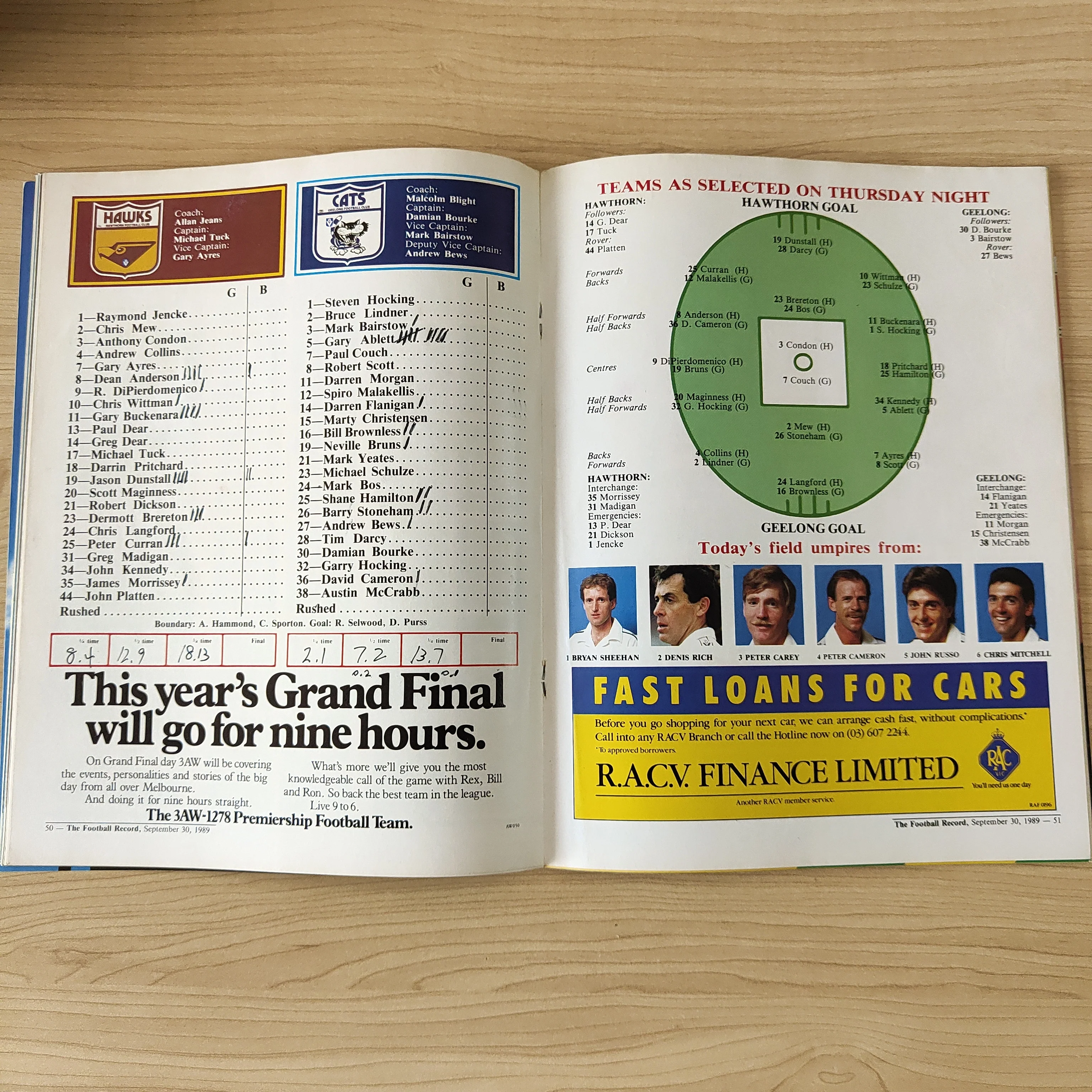 VFL 1989 Football Record Grand Final Hawthorn v Geelong Match Day Edition - Image 3