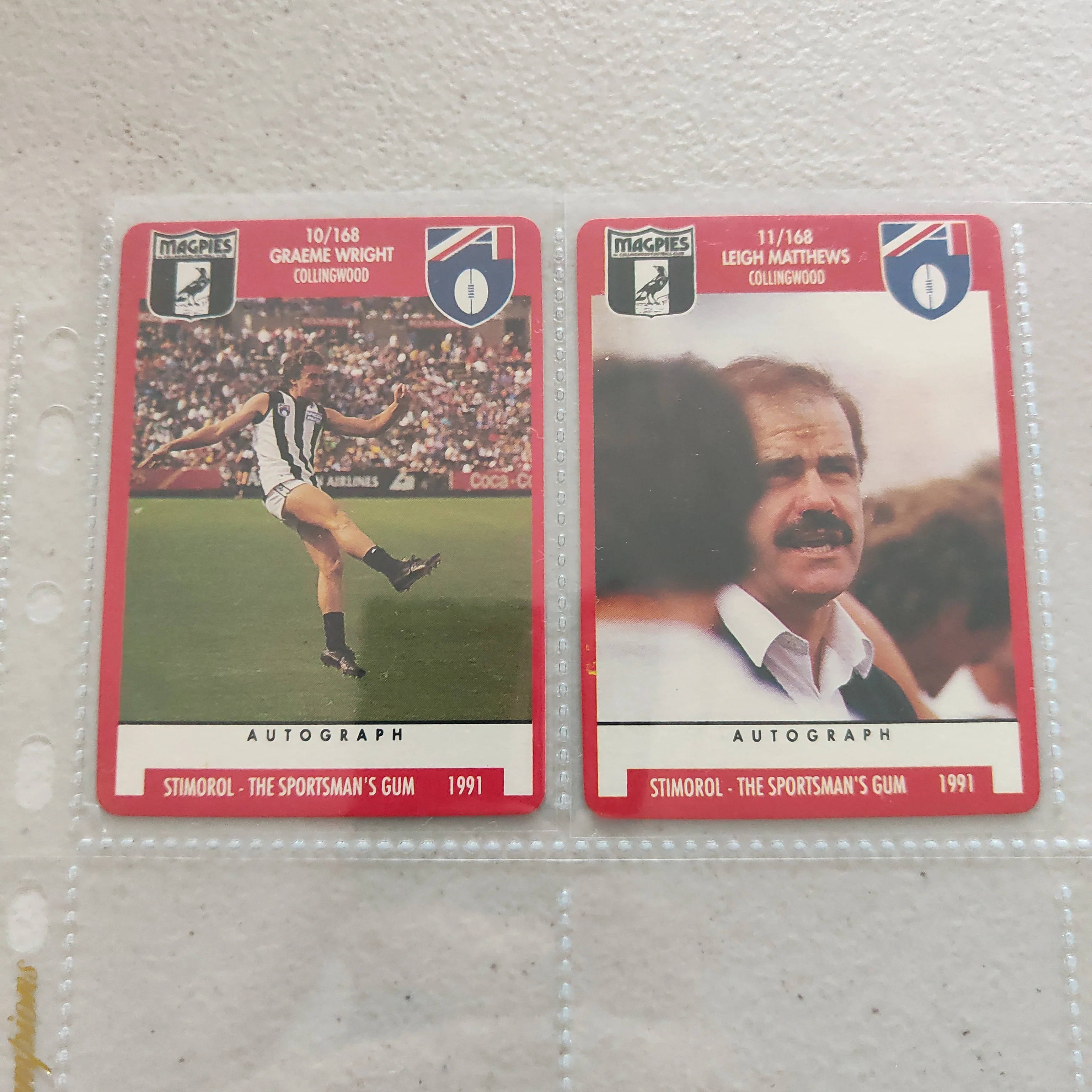 1991 Scanlens Stimorol Collingwood Magpies Team Set of 11 Cards - Image 3