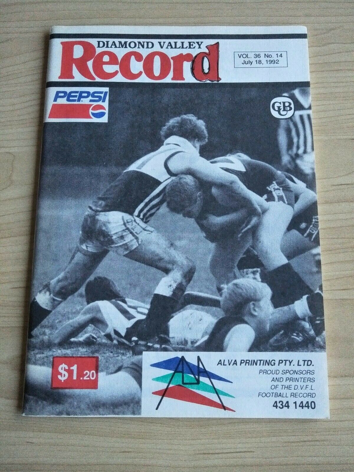 Football 1992 18th July Diamond Valley Football League Football Record Vol. 36, No. 14