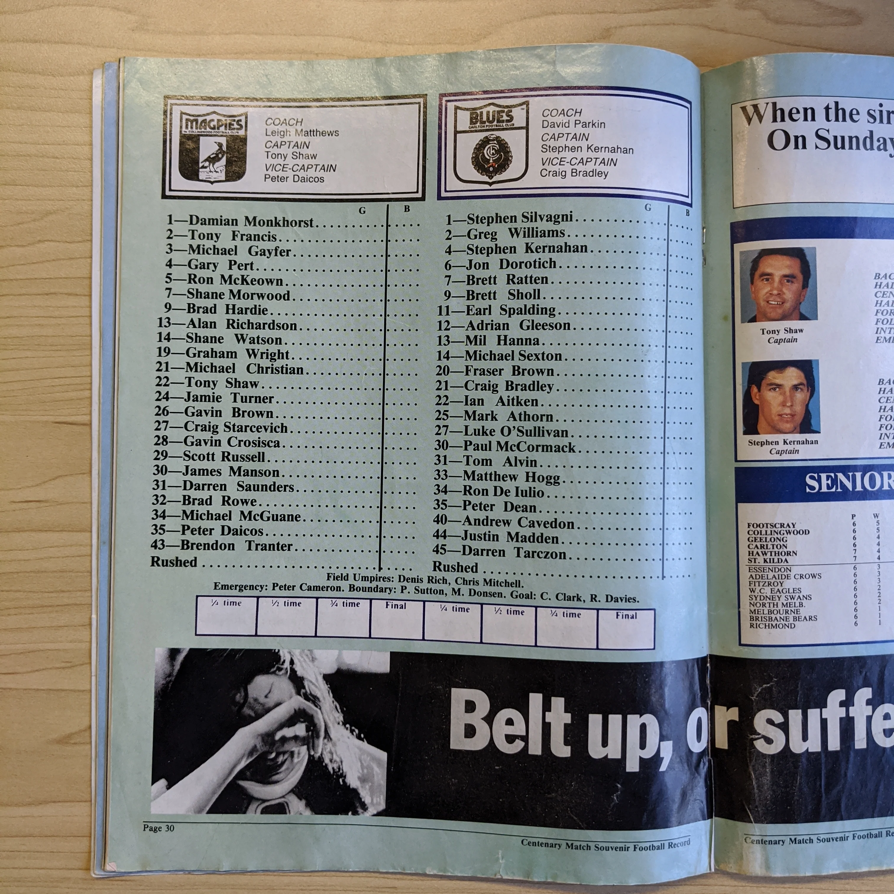 1992 May 7 Game Of The Century Carlton v Collingwood Football Record - Image 2