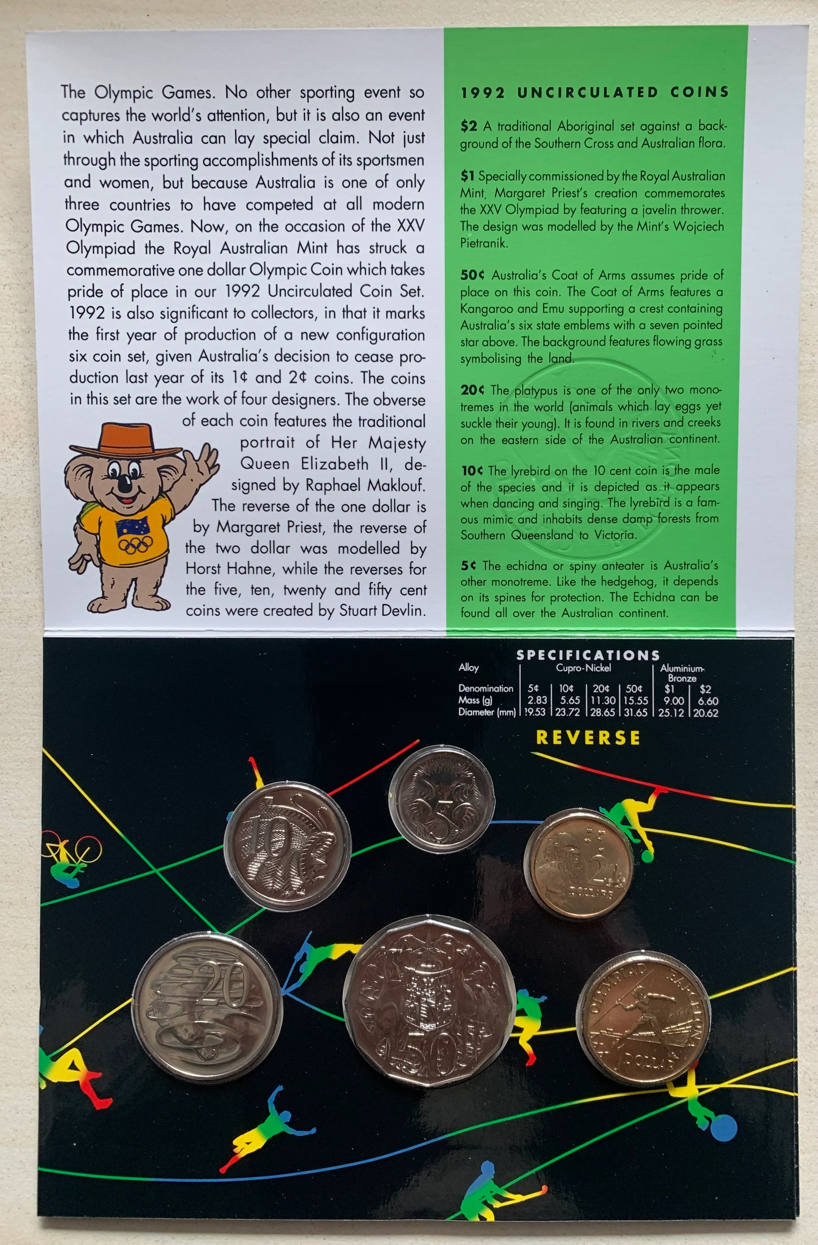Australia 1992 Royal Australian Mint Uncirculated Coin Set. Superb Condition - Image 2