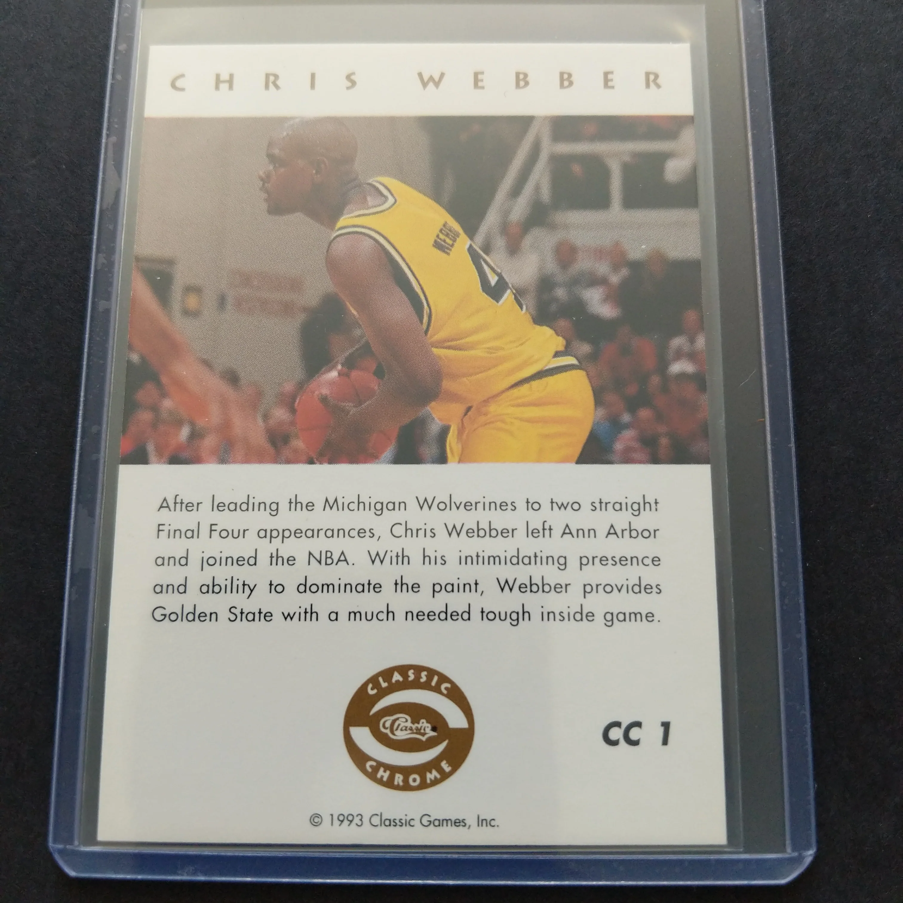 1993 NBA Classic Chrome Chris Webber - Image 2