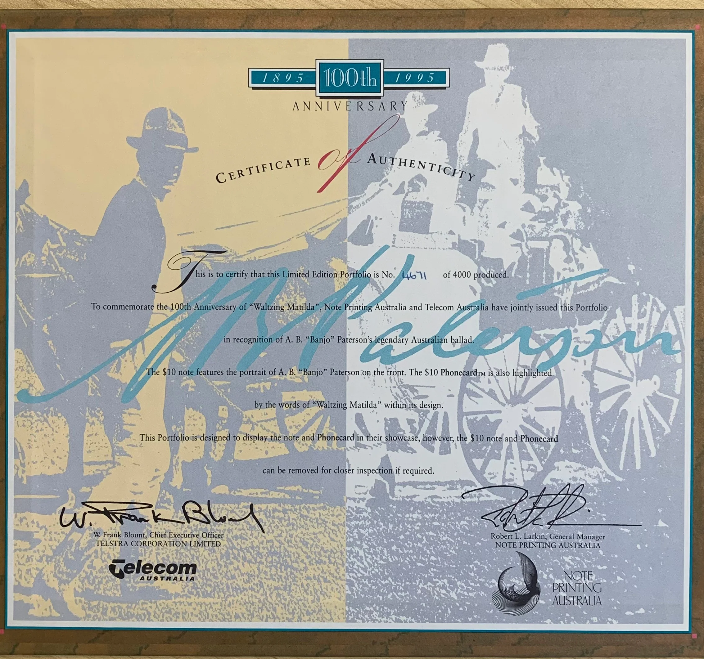 Australia 1995 $10 Evans Fraser Polymer Note WM serial folder - Image 4