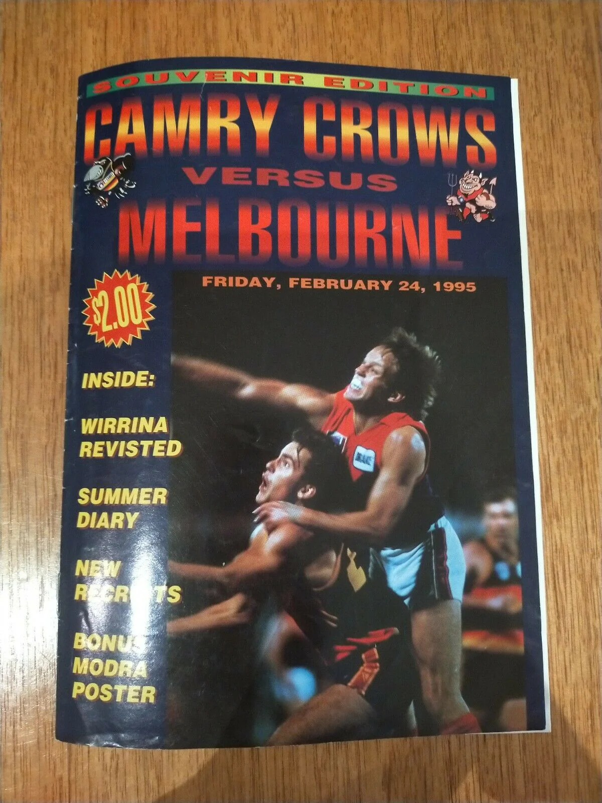 AFL 1995 Feb 24 Adelaide Camry Crows v Melbourne Souvenir Football Record