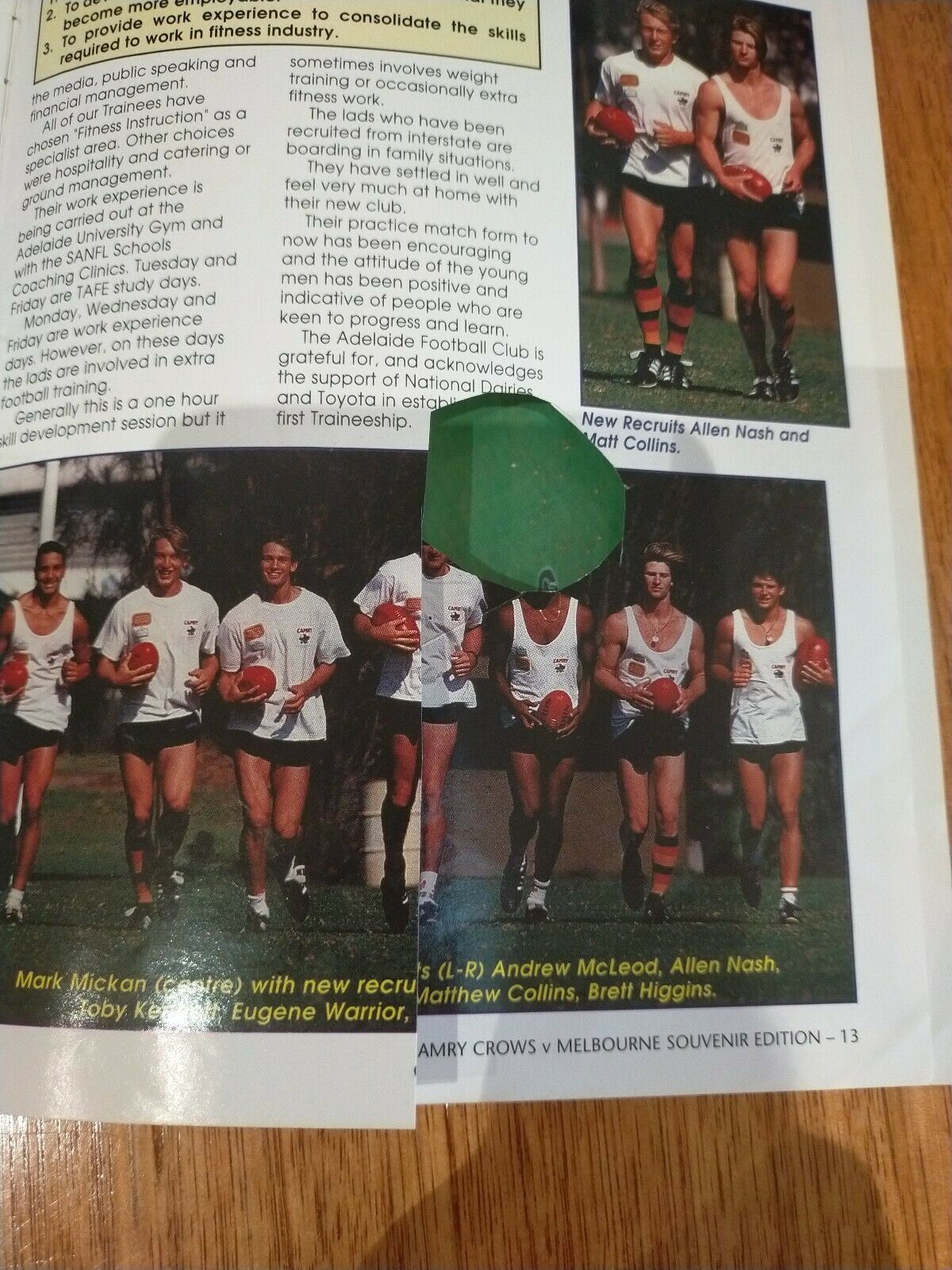 AFL 1995 Feb 24 Adelaide Camry Crows v Melbourne Souvenir Football Record - Image 3
