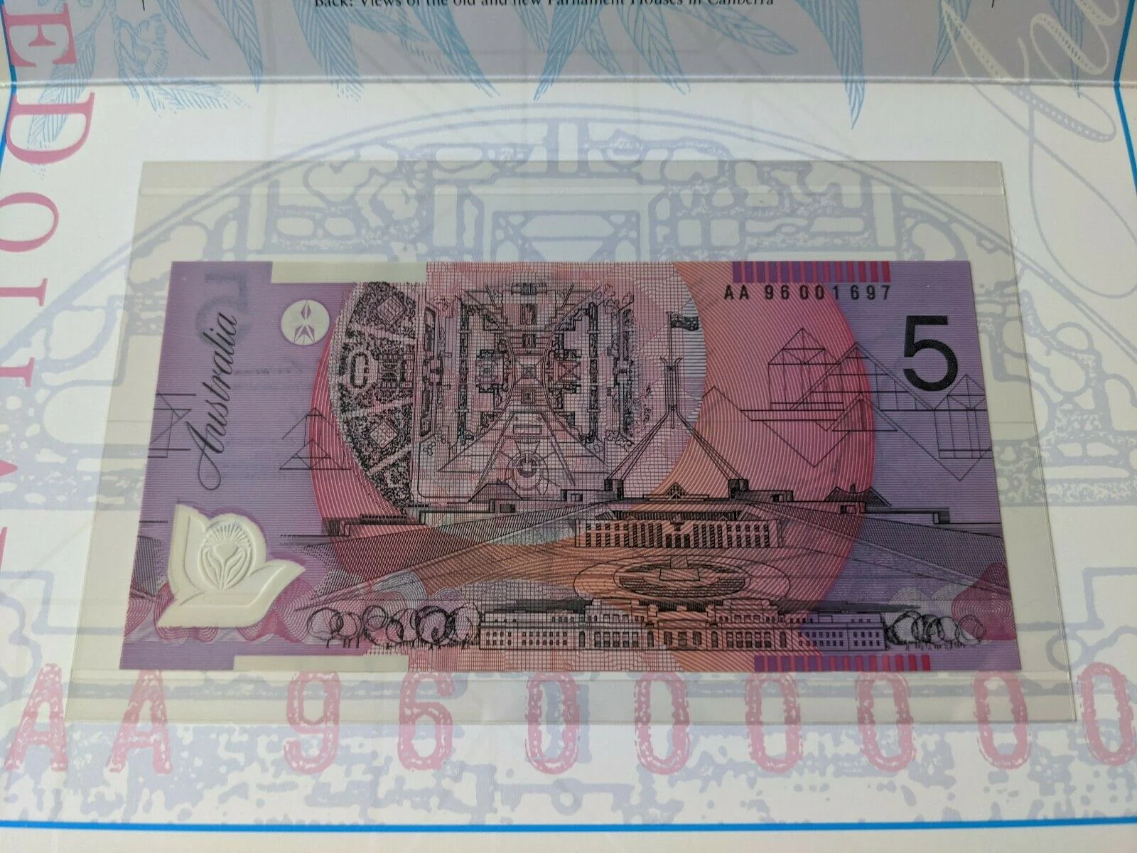 1996 $5, $10 ,$20 Deluxe Banknote Folders Black Serial Numbers cat $410 - Image 3