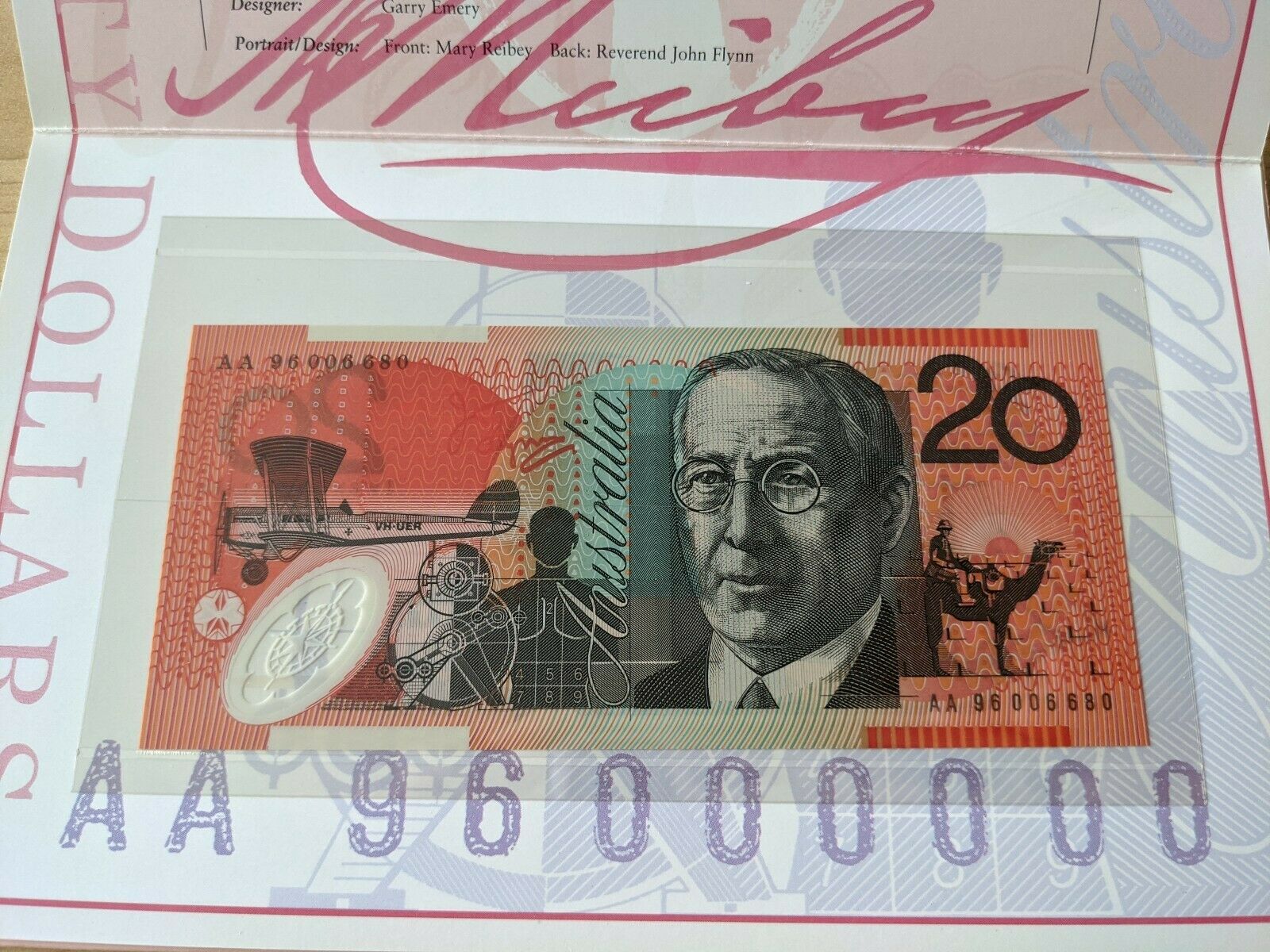 1996 $5, $10 ,$20 Deluxe Banknote Folders Black Serial Numbers cat $410 - Image 5